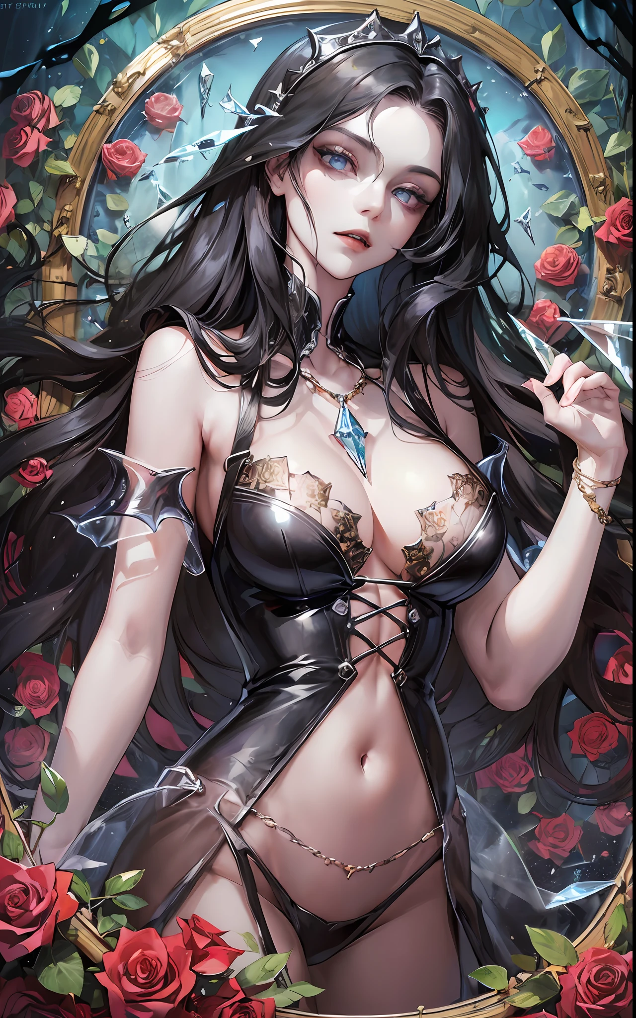 (((transparent vampire coffin with closed lid))) , (long coffin), girl locked in the coffin, seabed in the background, ((crystal)), gold cross, golden details, roses inside the coffin, rose thorns, ocean in the background, moonlight, coffin submerged in the sea, closed coffin with glass walls, closed lid, (((sarcophagus))), 1girl, adult woman, black hair, long hair, blue eyes, black victorian dress, flowing elegant dress, inside a coffin made of glass, full body inside coffin, perfect detailed eyes, perfect detailed face, detailed eyes, perfect eyes, ((((masterpiece)))), (((glass lid)))