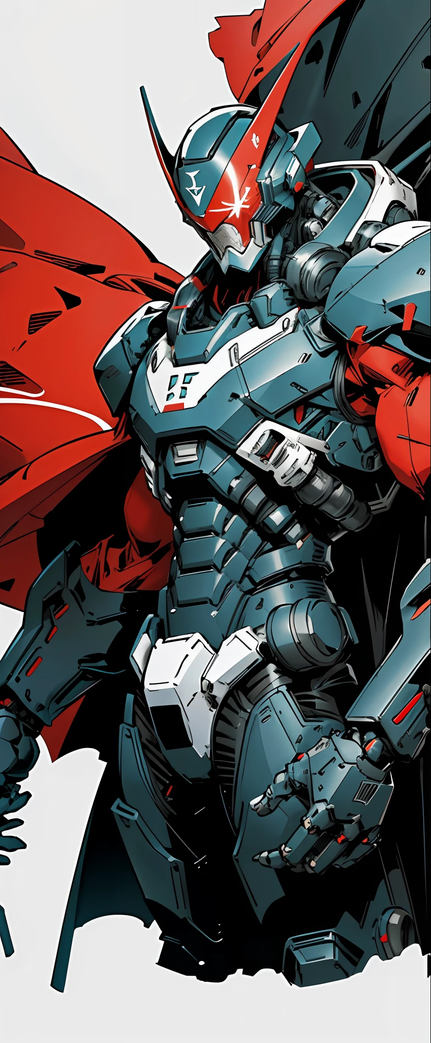 cinematic close up shot,  
masterpiece, best quality,  spawn,  helmet,  rocket launcher, mechanical arms,  bulky stacked armor, science fiction, capes  ,  mecha, 
ink, simple , clear lines,  abstract, minimalism ,  flat color, ((high contrast)), vector art , 90s warner animation style,