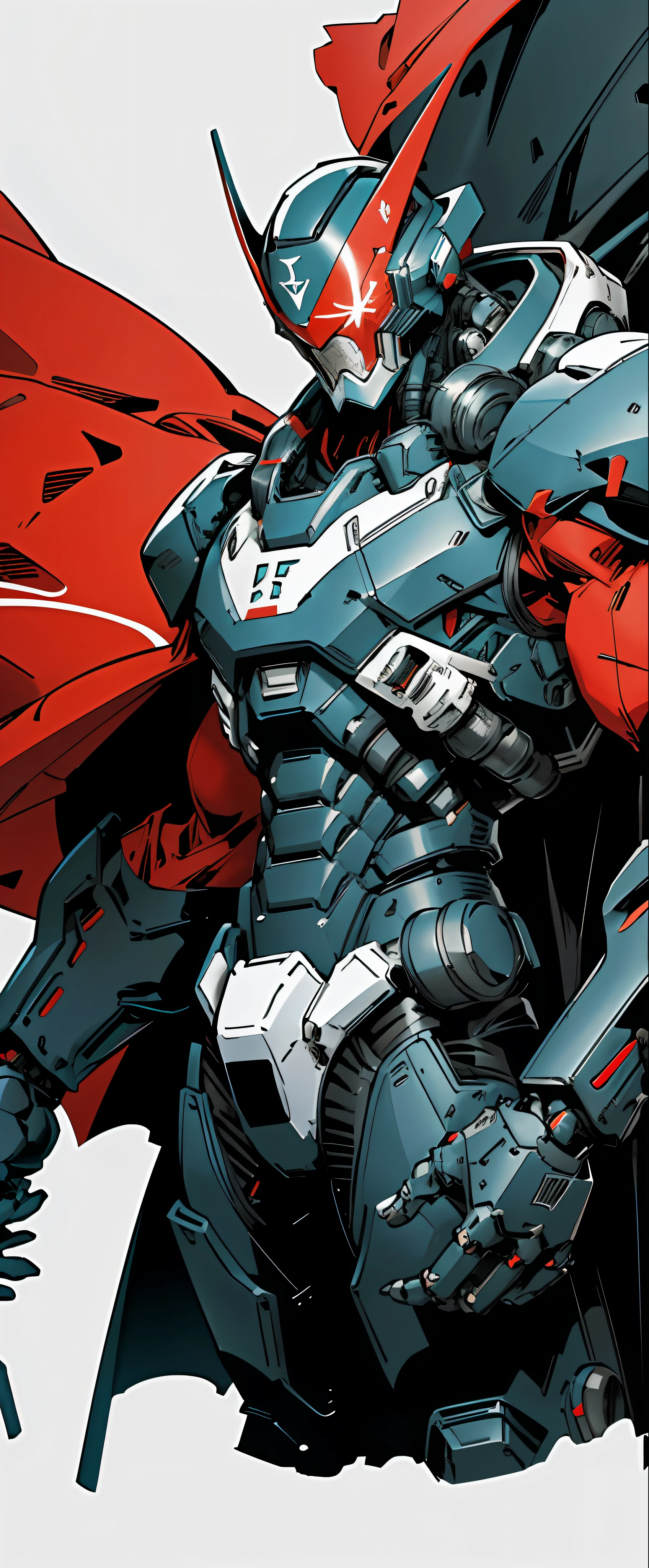 cinematic close up shot,
masterpiece, best quality, spawn, helmet, rocket launcher, mechanical arms, bulky stacked armor, science fiction, capes , mecha,
ink, simple , clear lines, abstract, minimalism , flat color, ((high contrast)), vector art , 90s warner animation style,