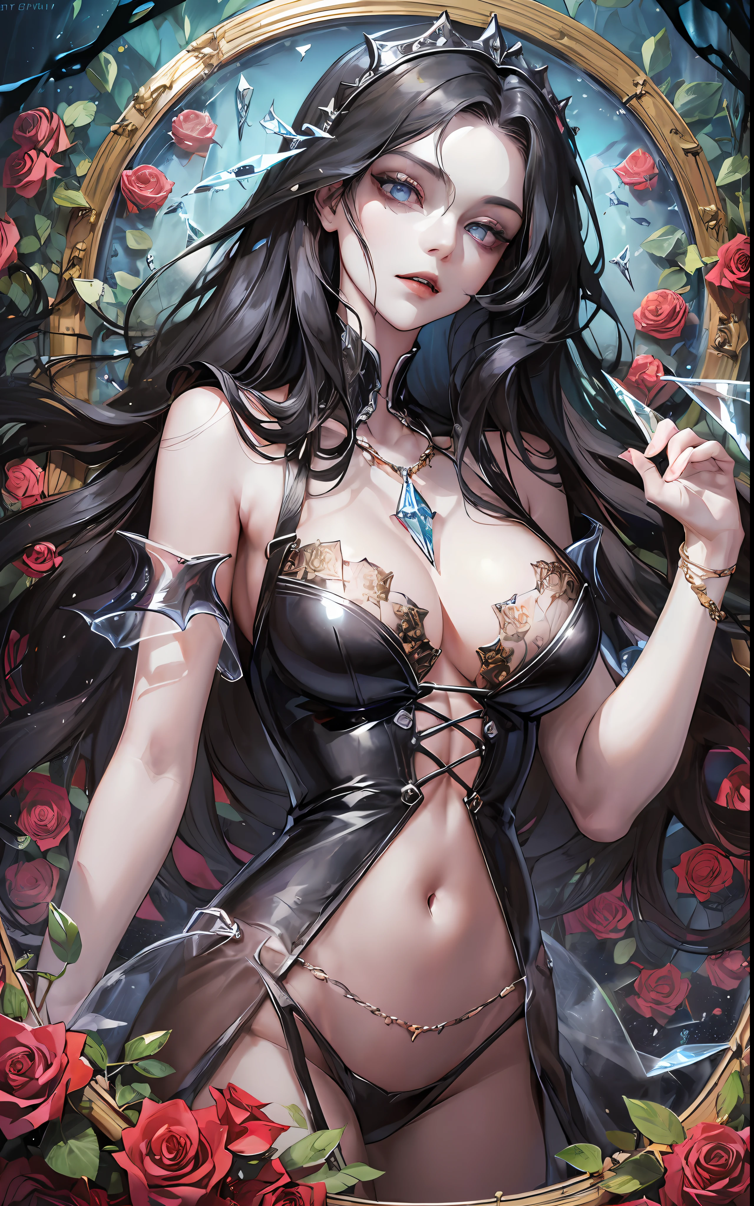 (((transparent vampire coffin with closed lid))) , (long coffin), girl locked in the coffin, seabed in the background, ((crystal)), gold cross, golden details, roses inside the coffin, rose thorns, ocean in the background, moonlight, coffin submerged in the sea, closed coffin with glass walls, closed lid, (((sarcophagus))), 1girl, adult woman, black hair, long hair, blue eyes, black victorian dress, flowing elegant dress, inside a coffin made of glass, full body inside coffin, perfect detailed eyes, perfect detailed face, detailed eyes, perfect eyes, ((((masterpiece)))), (((glass lid)))