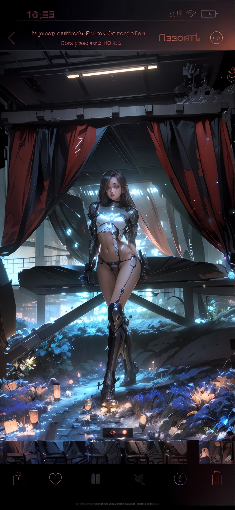 Beautiful cybernetic girl looking at camera underwear detailed muscles realistic masterpiece