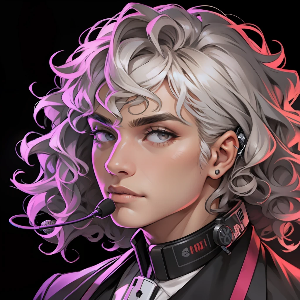 Man narrating with ultra realistic lapel microphone with curly hair --auto --s2