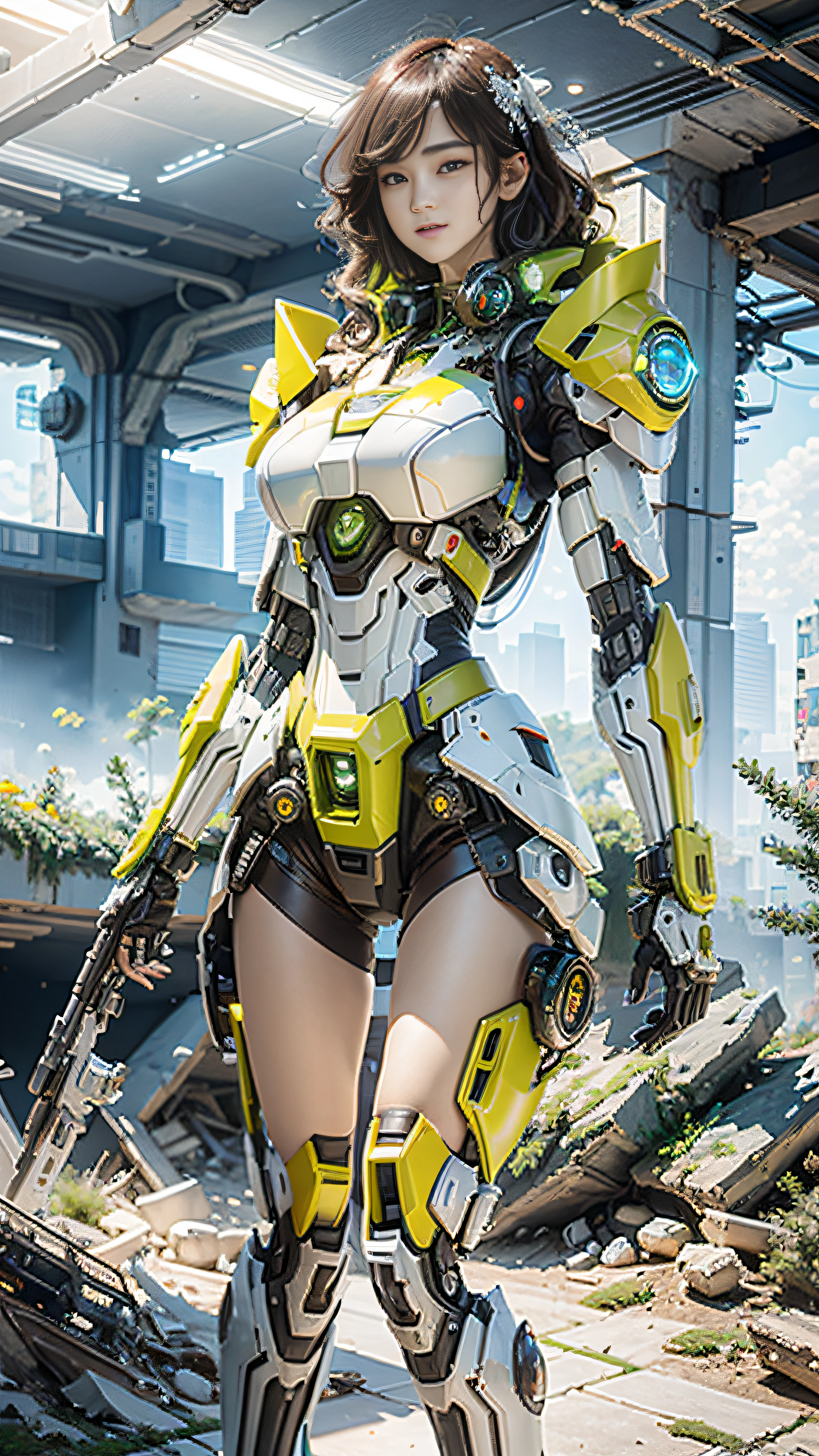 ((Best quality)), ((masterpiece)), (highly detailed:1.3), 3D,Shitu-mecha, beautiful cyberpunk women with her mecha in the ruins of city from a forgoten war, ancient technology,HDR (High Dynamic Range),Ray Tracing,NVIDIA RTX,Super-Resolution,Unreal 5,Subsurface scattering,PBR Texturing,Post-processing,Anisotropic Filtering,Depth-of-field,Maximum clarity and sharpness,Multi-layered textures,Albedo and Specular maps,Surface shading,Accurate simulation of light-material interaction,Perfect proportions,Octane Render,Two-tone lighting,Low ISO,White balance,Rule of thirds,Wide aperature,8K RAW,Efficient Sub-Pixel,sub-pixel convolution,luminescent particles,light scattering,Tyndall effect