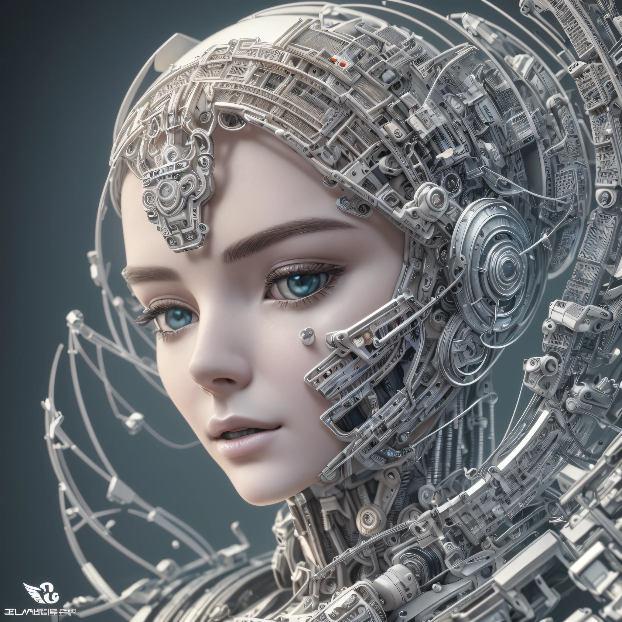 complex 3d render ultra detailed of a beautiful porcelain profile woman android face, cyborg, robotic parts, 150 mm, beautiful studio soft light, rim light, vibrant details, luxurious cyberpunk, lace, hyperrealistic, anatomical, facial muscles, cable electric wires, microchip, elegant, beautiful background, octane render, H. R. Giger style, 8k, best quality, masterpiece, illustration, an extremely delicate and beautiful, extremely detailed ,CG ,unity ,wallpaper, (realistic, photo-realistic:1.37),Amazing, finely detail, masterpiece,best quality,official art, extremely detailed CG unity 8k wallpaper, absurdres, incredibly absurdres, , robot, silver halmet, full body, sitting --auto --s2