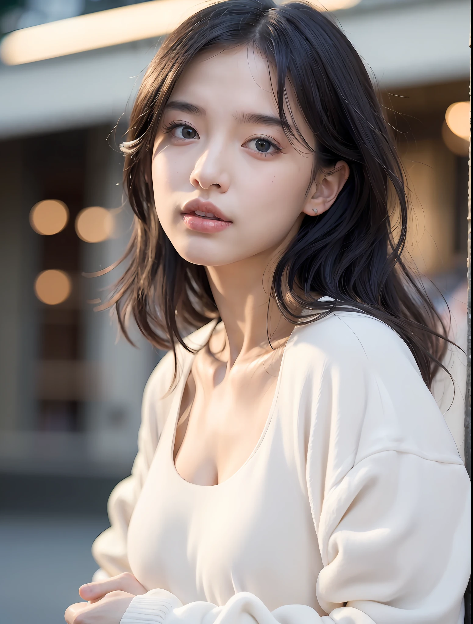 random pose, mix4,(8k, RAW photo, best quality, masterpiece:1.2), (realistic, photo-realistic:1.37),1girl,cute,cityscape, night, rain, wet, professional lighting, photon mapping, radiosity, physically Based on rendering, gradient black hair, white hair, short curly hair, handsome, girl, white ball suit, superb quality, high resolution, 1080p, (clear face), (detailed facial description), (detailed hand description ),(masterpiece),(exquisite CG),extreme light and shadow,messy hair,masterwork,rich details,(exquisite facial features),(highest quality),(masterpiece),(delicate eyes),looking forward to your eyes,exquisite clavicle