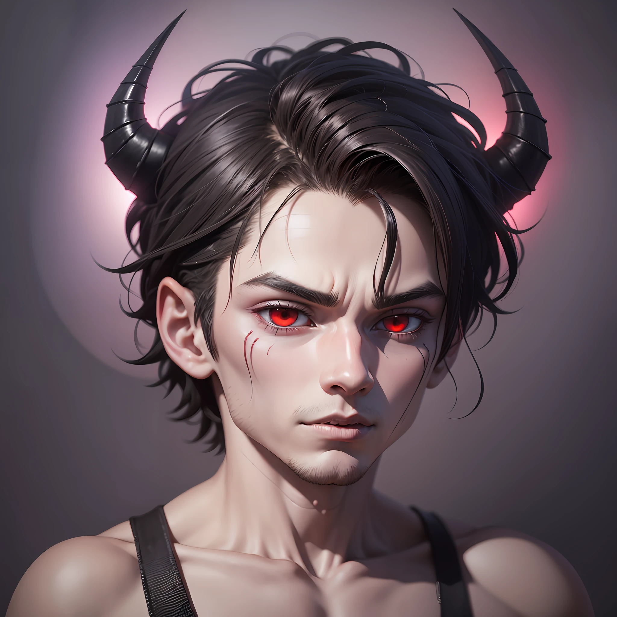 animation of boy have demon inside of his soul,demon face in his head,3D,upscale --auto --s2