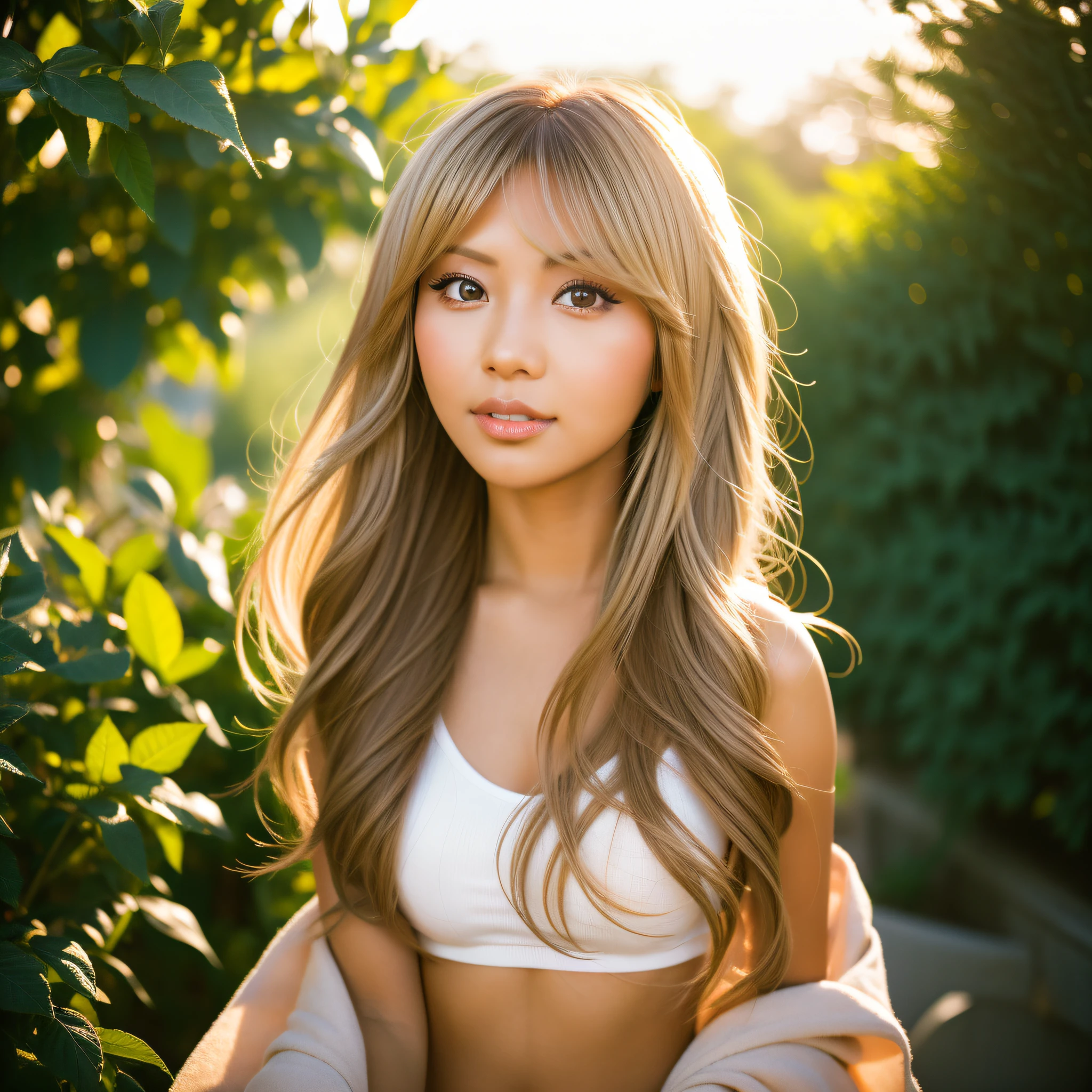 gyaru, dark-skinned, working hard, Sony α7, 35mm Lens, f1.8, film grain, golden hour, soft lighting,