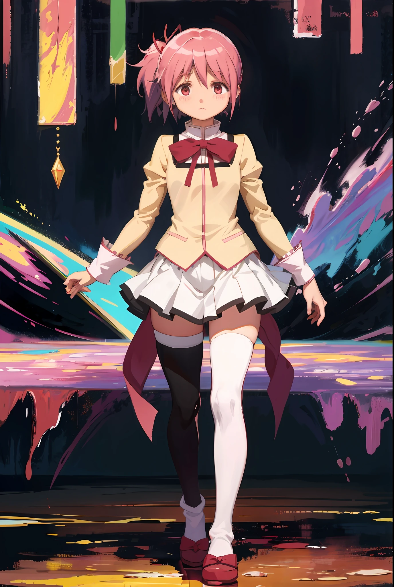 Puella Magi Madoka Magica, Full body, oil painting, abstract painting, restlessness