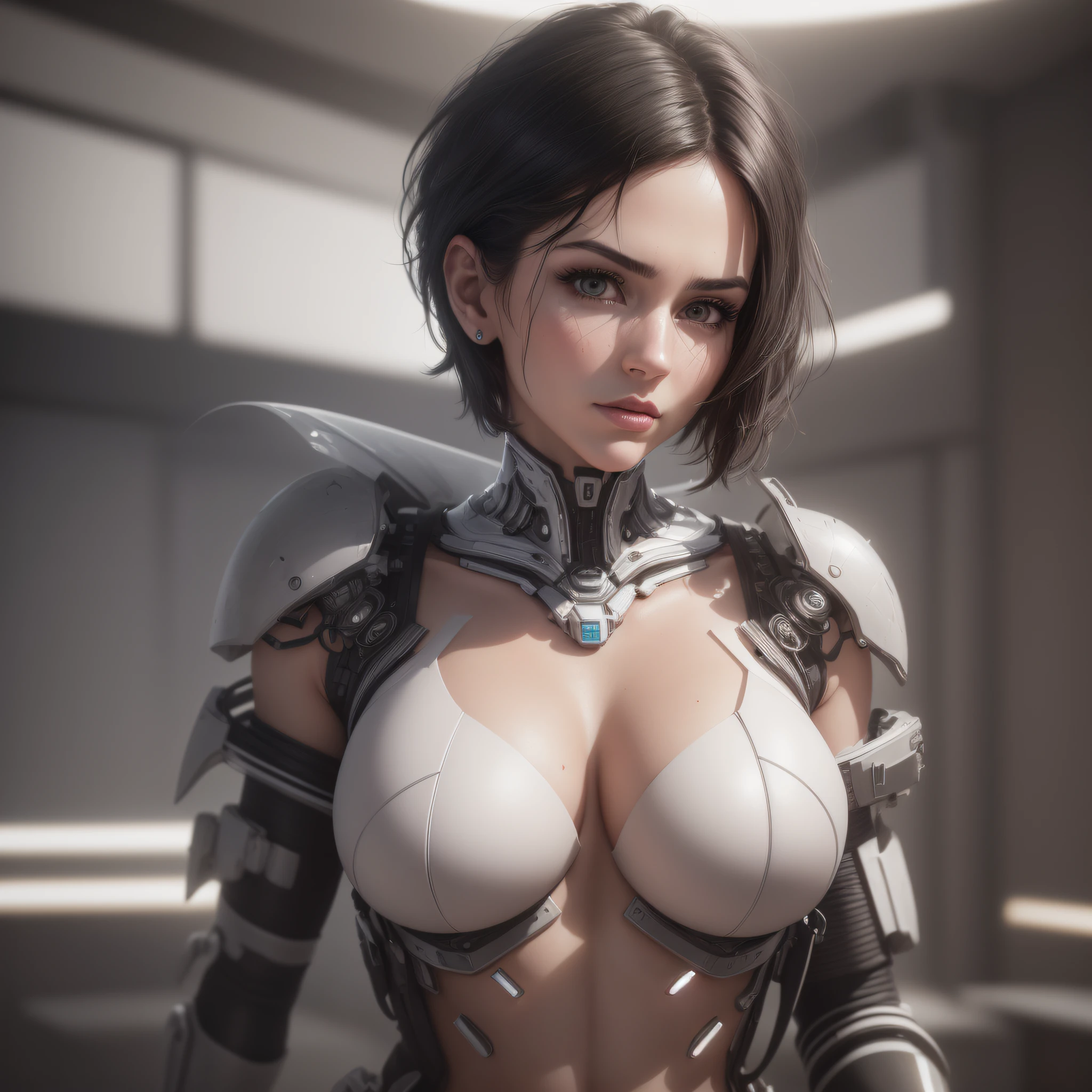 (a 30 year old woman ultra detailed 3D complex), (realistic rendering of skin texture), (hyper-realistic), ((hyper detailed face)), ((realistic facial musculature)), (hyper realistic human hair), (hair with natural movement), (realistic dark hair), (hair with short asymmetrical cut), (realistic photo), (luxurious cyberpunk), (human face), (realistic model), (transparent white acrylic body), (realistic human body parts), (sensual poses), (thigh-high photo), (ultra realistic chips), (8k cyborg structure), (mysterious expression), (8k textures), (ultra detailed), (studio light), (light ring), (beautiful light), (minimalist luxury setting), (best rendering), (masterpiece), (8k wallpaper), (masterpiece) --auto --s2