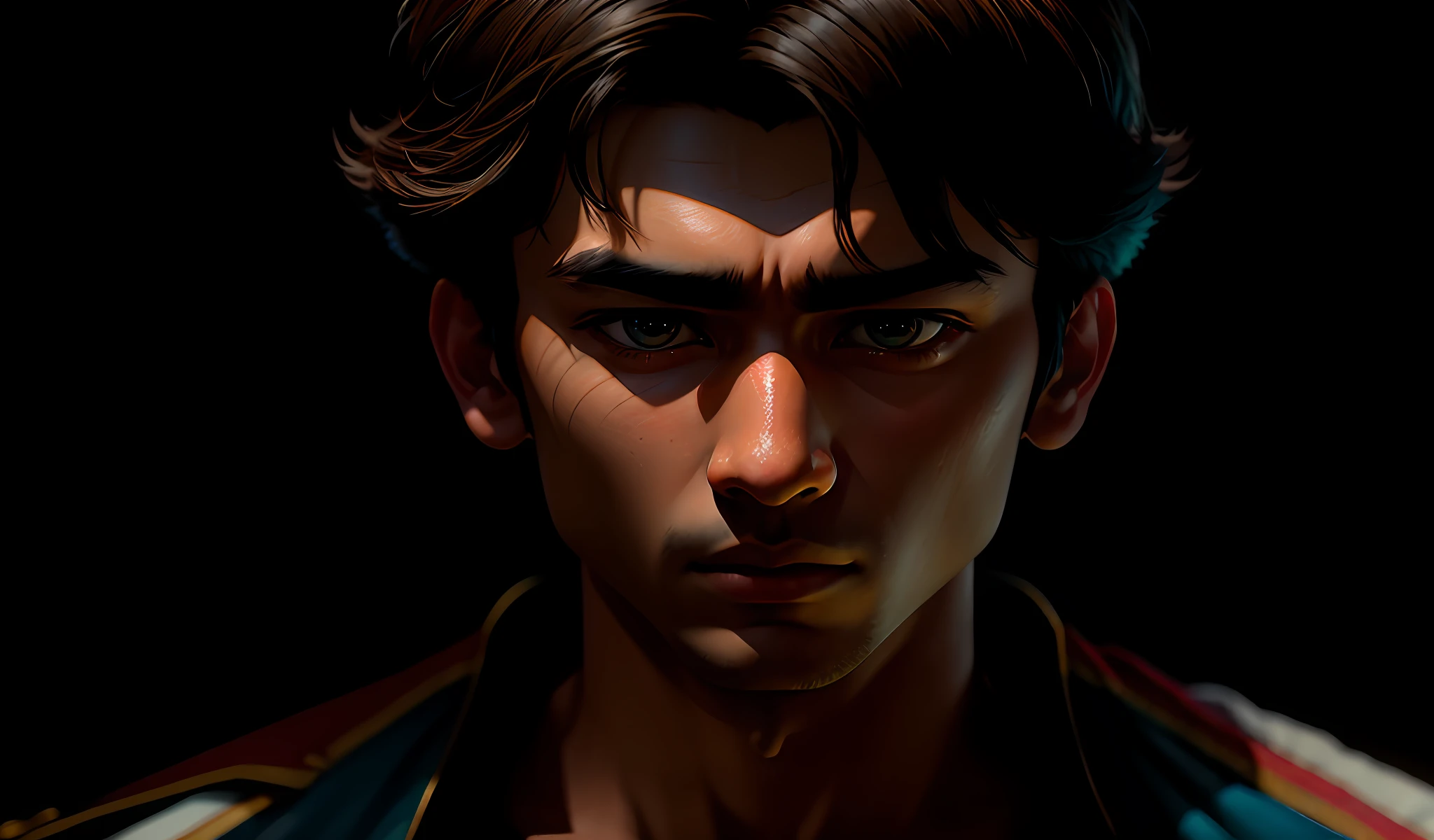 masterpiece, high quality, solo focus, Himalayan boy, high angle, focus on face, face details, realistic face, whole body, intimidating pose, kodak portra 400 camera f1.6 lens rich colors hyper realistic texture dramatic lighting unreal engine trend on artstation cinestill 800