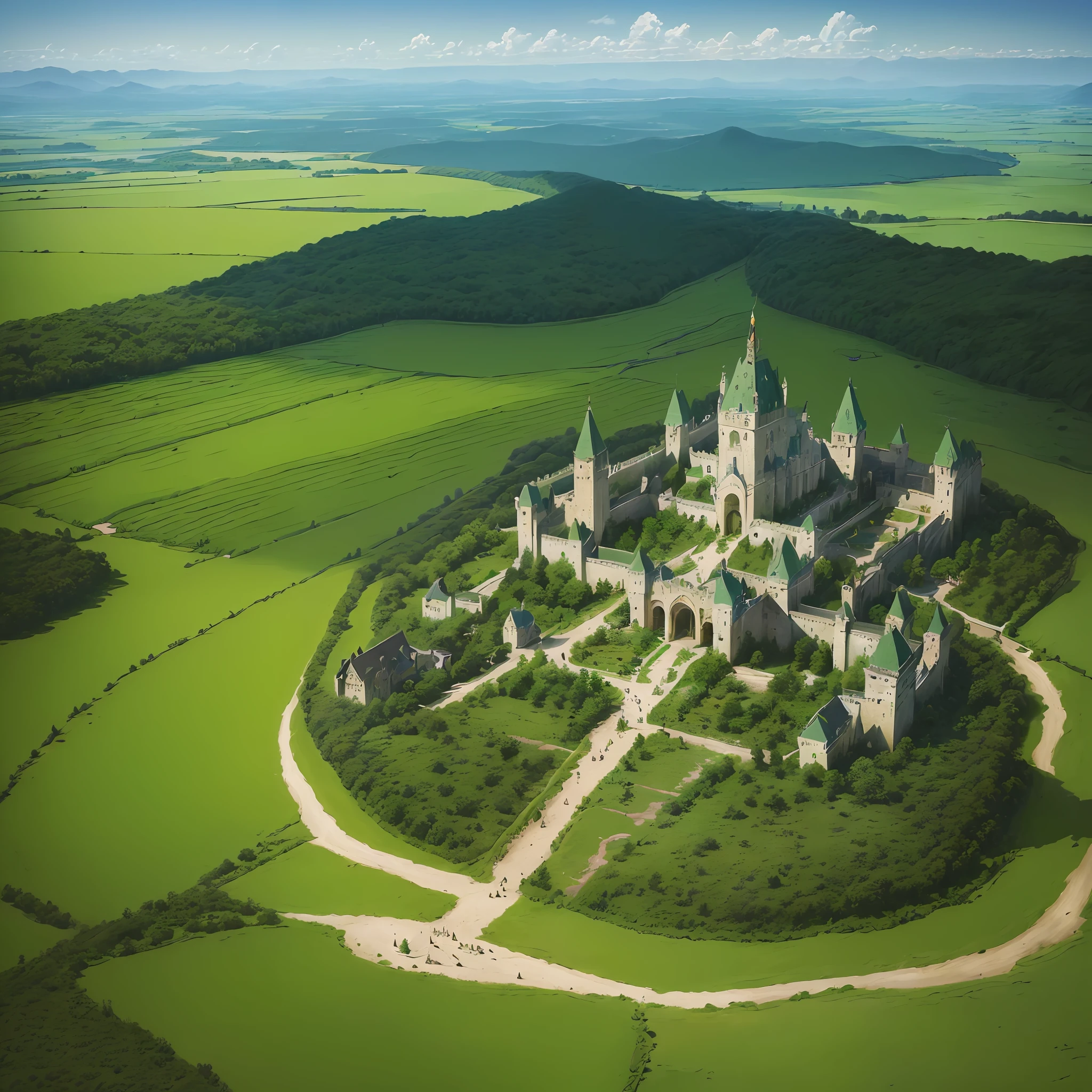 ((best quality)), ((masterpiece)), ((realistic photo)), ((detailed)), ((fantasy kingdom, kingdom, large kingdom, castle, main castle, villages, many villages, villages on plains, citadels, citadels on plains)), ((plains, plains with plantations, verdant plains, plains for agriculture, plains with villages and citadels, forests, rainforests)), ((cheerful territory, verdant territory)), ((harmony with nature)), ((agriculture, agro, plantations)), natural healing,  ((botany, botanical knowledge, medicinal herbs, plants)), ancient wisdom, ((legends, guardians of the forests)), rituals, sacred rituals,