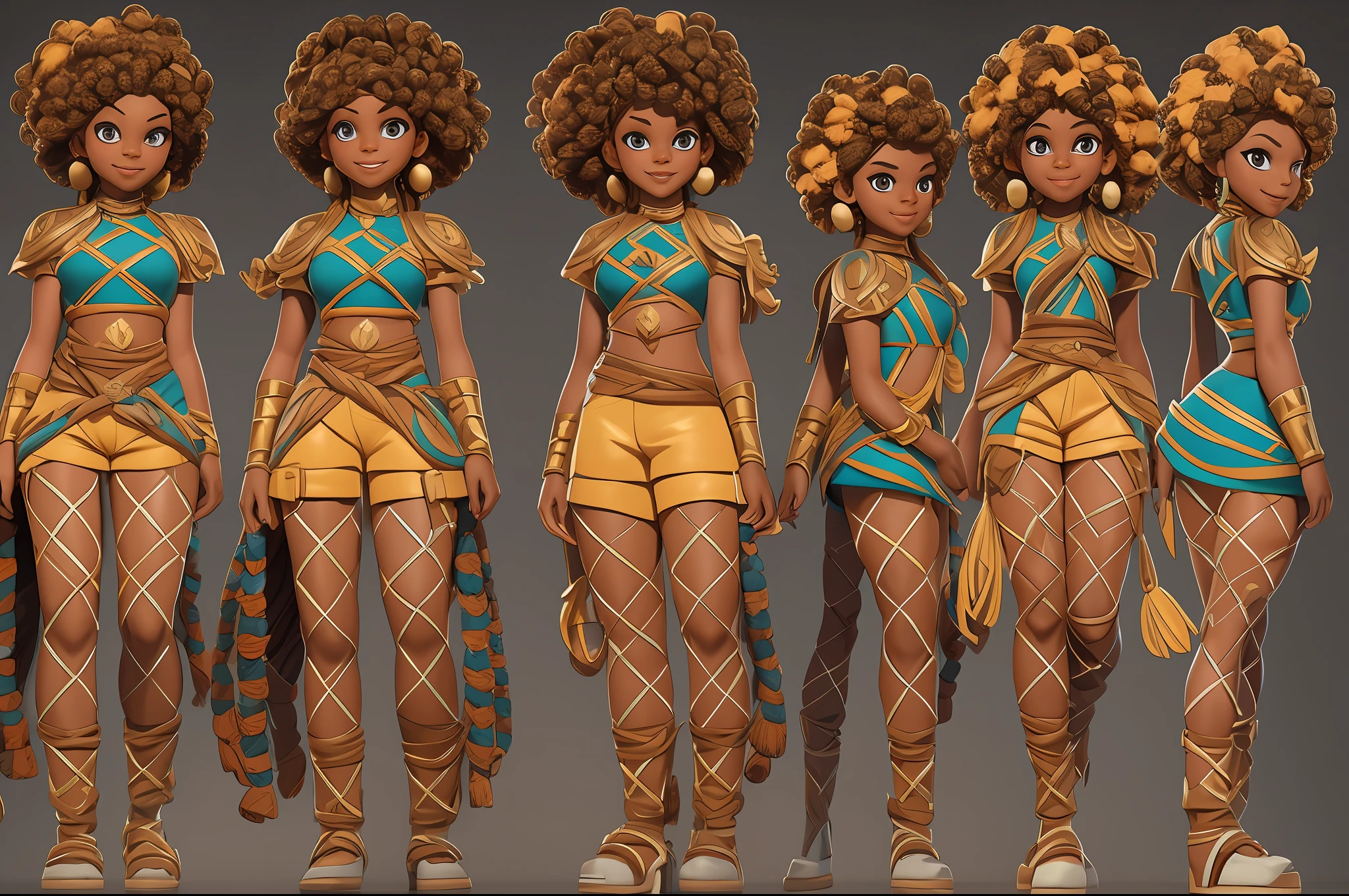 final art of a body head afro brazilian bahian girl,with braids and with hair clothing,arms crossed,smiling looking with brown eyes dished high quality character design, character design art, children's art in 3d rendering, highly detailed character design, cartoon concept art, character design, professional character design,  character design concept art, colorful concept art design illustration, character concept art, stylized character design, [ character design