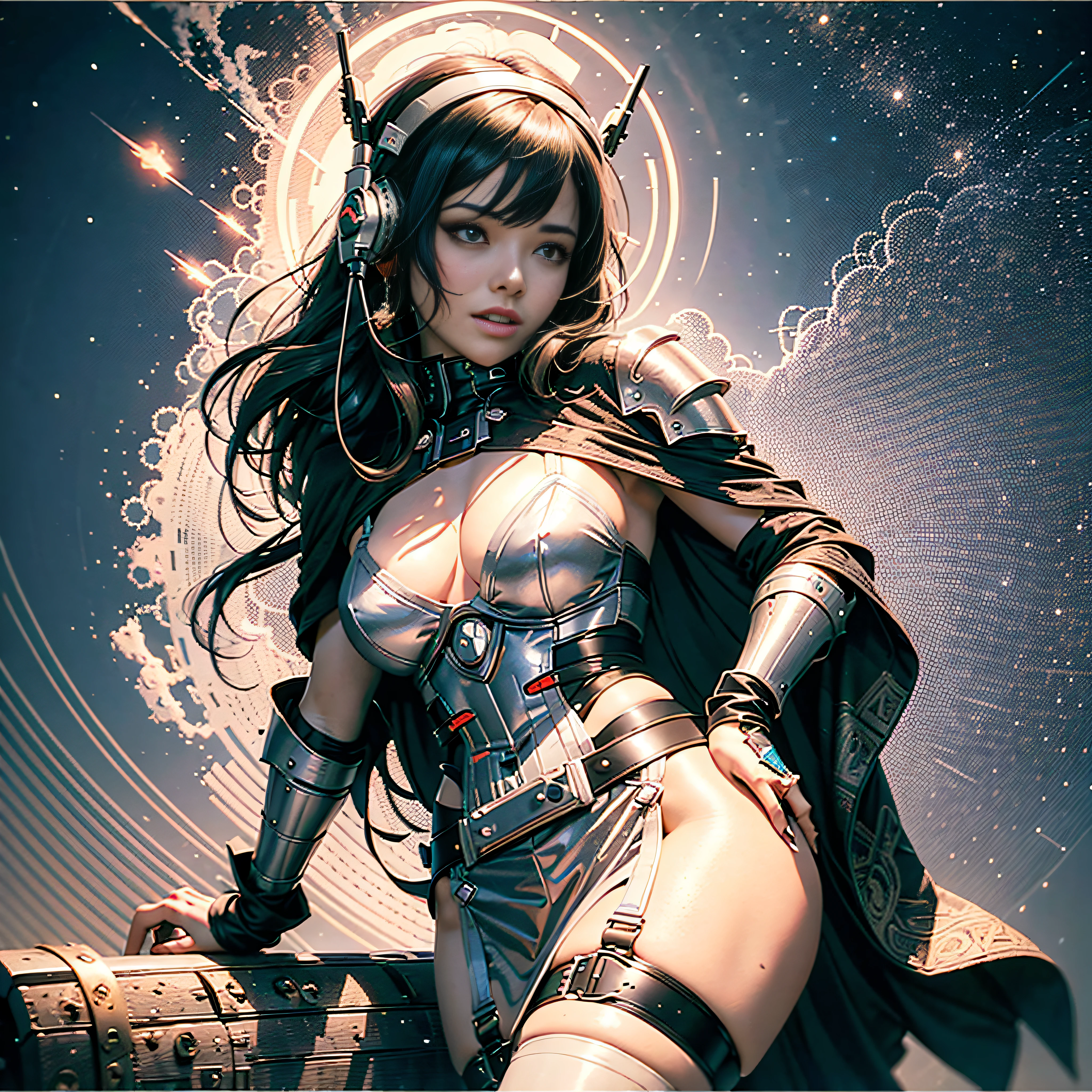 SunWar "Star Wars Xwing R2D2" conceptual Future "Heavy Metal" Devastating Mandolorian pure female aesthetics lower key:1.3 close:1.3 fire-follets Will-o'-the-wisp "luis Royo" dazzling women walking slowed down playing Cosplay "Princess":1.4 "Leia":1.4 "Nathalie Portman":1.4 Pilots jacket cowboy 38years sunLight luminescence ultra pro-photorealistic optimal detail qualities precise details:1.3 SLR resolution max perfection improved graduated Octane rendered UHD XT3 16K DSLR HDR UnrealEngine5 analog real shadows:1.3 3dcg saturated body:1.4 faces:1.4 cheekbone effects embarrassed glow beautiful:1.4 eyes:1.4 opals iris lazulis turquoise pupils eyeliner open mouth teeth obvious smiles dark hairstyles short bangs:1.3 ecstatic:1.0.1 floating jackets fixed symmetrical body athletes oiling eccentric cape levitating shoulder-off white shirt lace clavicles papillotes navy thick leathers varied breasts pointed:1.4 satin supports Felt Bikini Skirt:1.4 Matching Loose Swinging Spinels Navel:1.3 Depths:1.3 Revealing Pubic Pubis Pubis-Hairy Obvious Covered:1.3 Underwear Waist Chastity-Belt Padlock Gold ornate silver agate tied garters thick thighs legs high volumetric Gothic stainless steel boots ornate onyx ruby invokes delicate incandescents Unity Toys Crystalline DoF X-Wing (EOS R6 135mm 1/1250s f/2.8 ISO400) R2D2 Mechanized adaptable ion Canon DoF mannequins "wide Sabre"  dramatic fully clothed mounts armor heavy chrome metallic covered flat bands fathoms richly decorated coppers:1.2 fullbodye "Darth Vader" background:1.3 sharpness equirectangular 360 headphones+antenna decorated rune Pearl embroidered plasma glyphs lava Tourmaline DoF engravings [(masterpiece 1,3) (Willi Baumeister:1.1) (John T. Biggers:1,2)::17 Alessandro Casagrande, Greg Rutkowski, Sally Mann Guweiz and James Jean tattoo CGSCOSITY (by Michelangelo)] Bruce Weber girls raw varied etc.