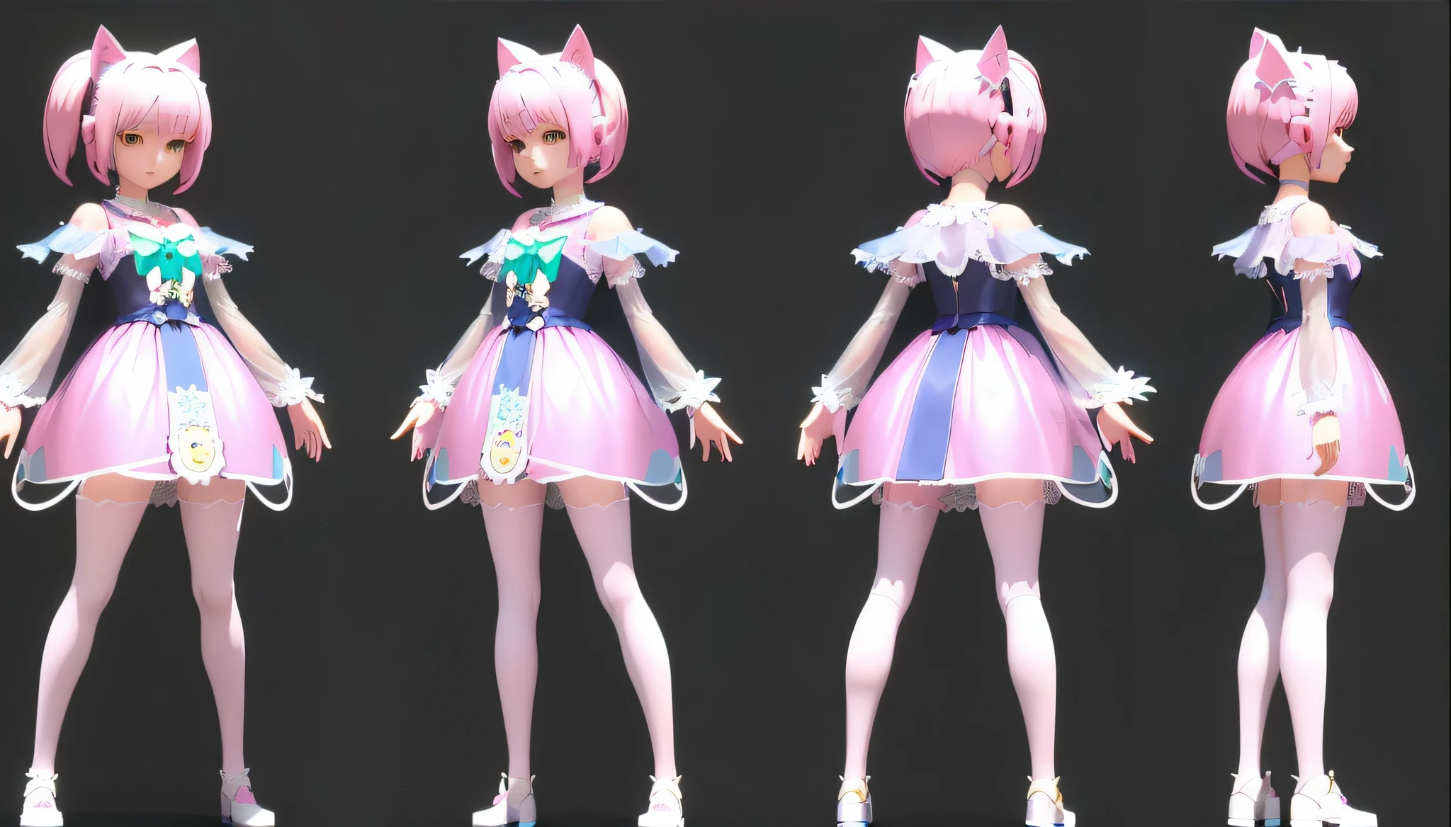 a close up of a person in a dress with a cat ears, render of a cute 3d anime girl, anime styled 3d, 3d anime girl, stylized anime, pink twintail hair and cyan eyes, anime highly detailed, anime vtuber full body model, anime stylized, style of magical girl, 3 d anime realistic