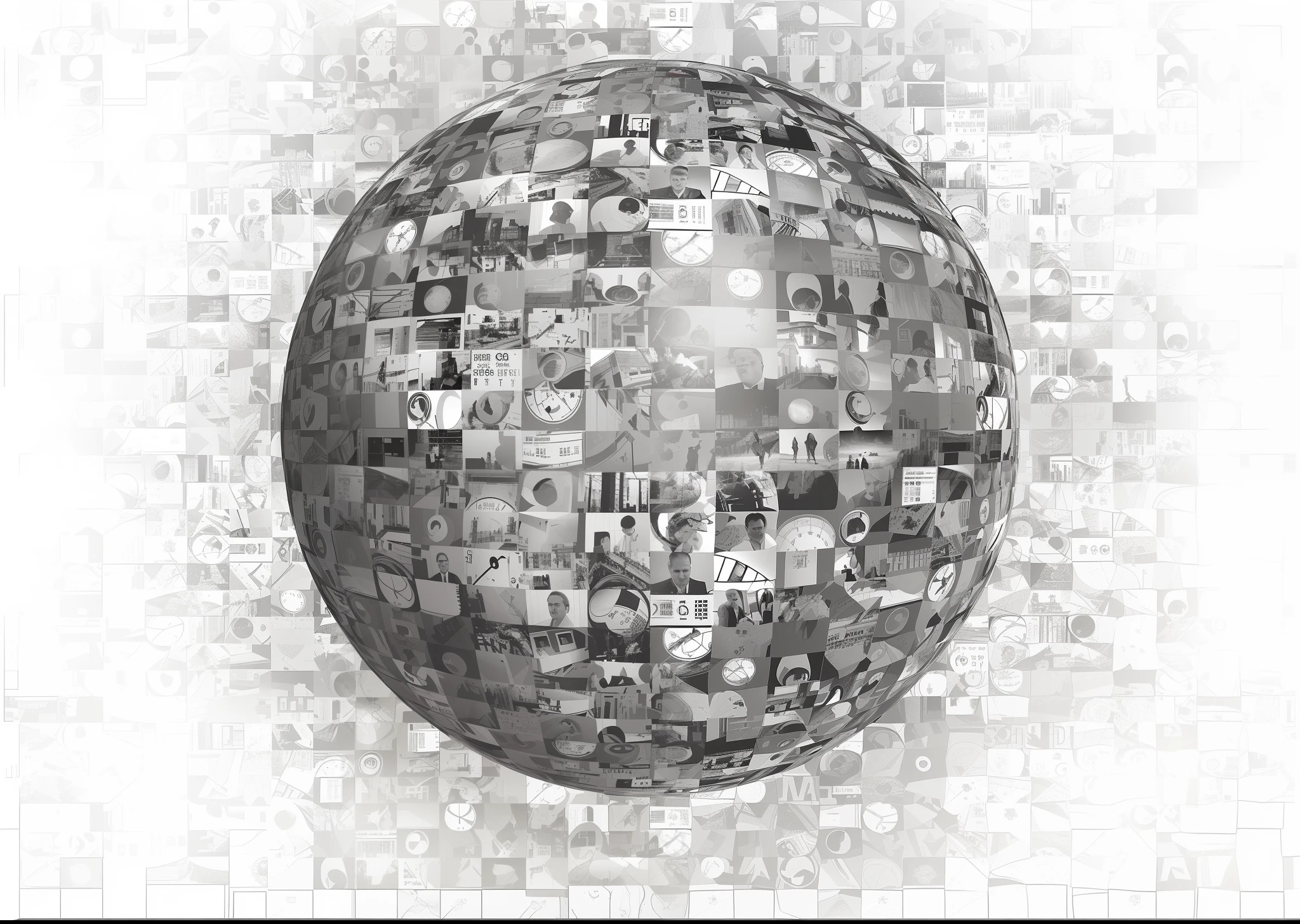 arafed image of a sphere with many different pictures on it, photo mosaic, sphere, the world, spherical, disco ball, digital collage, hq artwork, large globe, promo art, digital world, official artwork, detailed digital artwork, by Kurt Roesch, newspaper collage, art du monde, 3d collage, big tech corporate art design