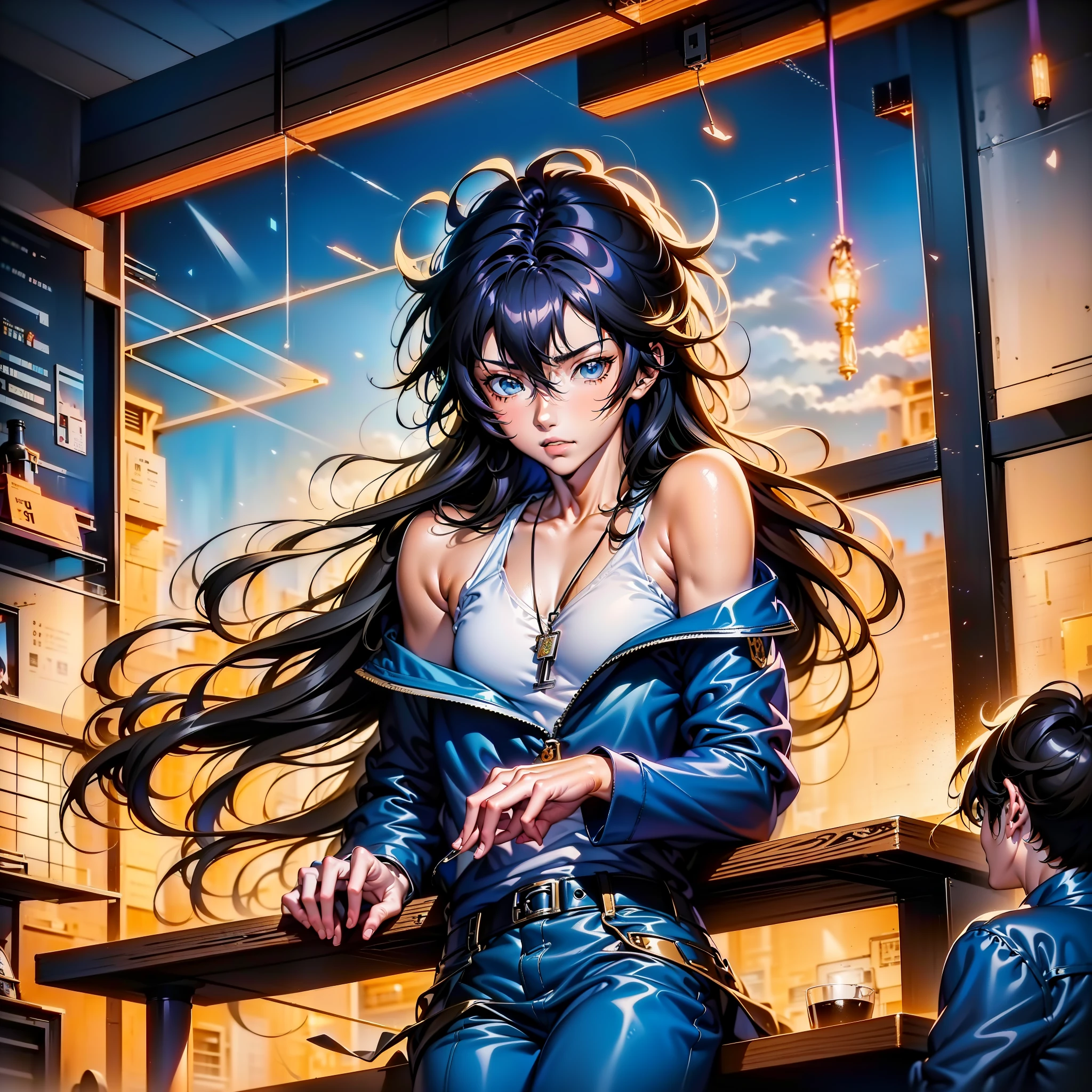 Anime anime boy sitting on table, documents flying in the air, Makoto Shinkai Cyril Rolando, Makoto Shinkai style, Makoto Shinkai! , amazing wallpaper, Shinkai Makoto style, Shinkai Makoto style, anime movie background, (((Shinkai Makoto)), anime art wallpaper 8 K, Shinkai Makoto art style
