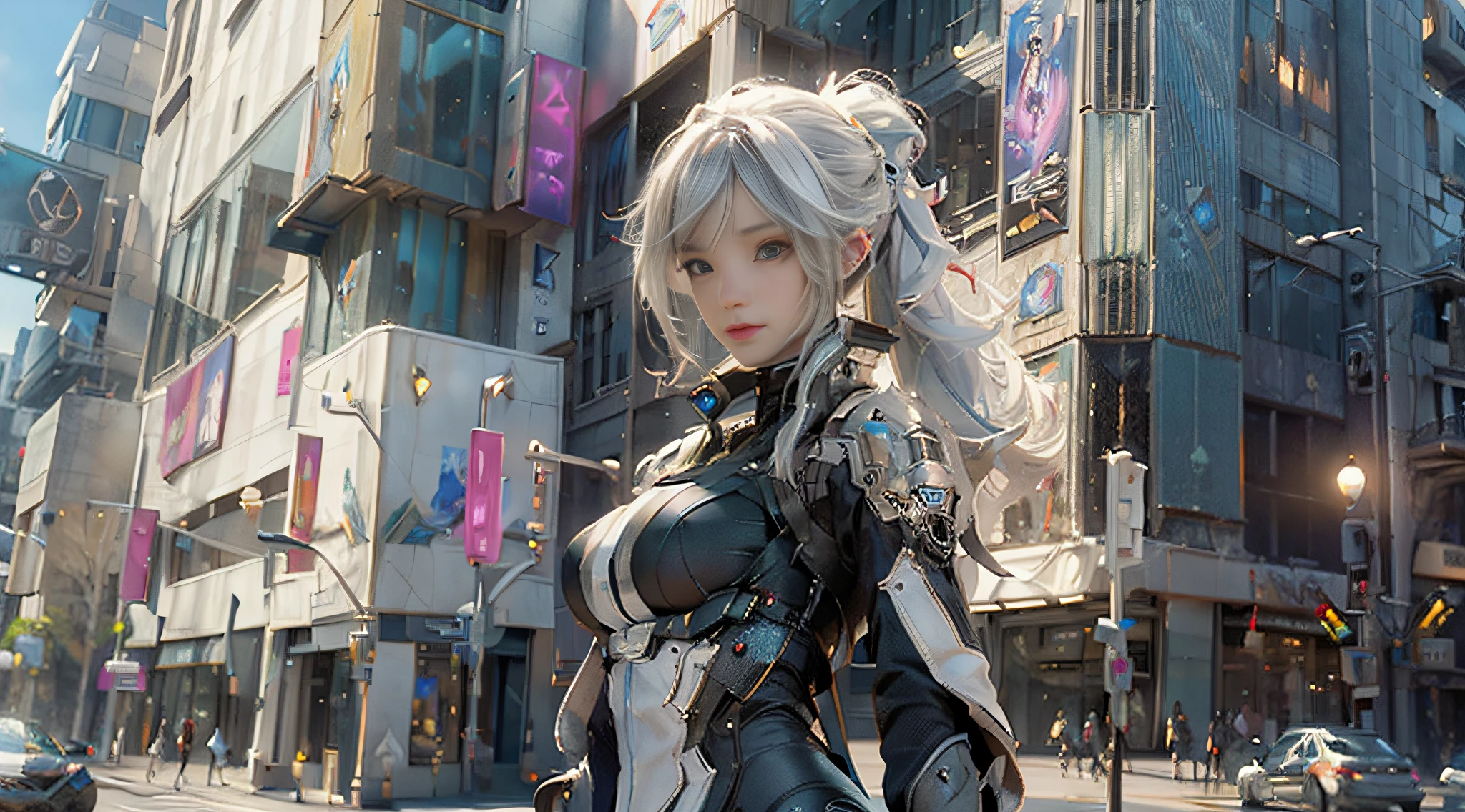 ((Best quality)), ((masterpiece)), (detailed:1.4), 3D, an image of a beautiful cyberpunk female,HDR (High Dynamic Range),Ray Tracing,NVIDIA RTX,Super-Resolution,Unreal 5,Subsurface scattering,PBR Texturing,Post-processing,Anisotropic Filtering,Depth-of-field,Maximum clarity and sharpness,Multi-layered textures,Albedo and Specular maps,Surface shading,Accurate simulation of light-material interaction,Perfect proportions,Octane Render,Two-tone lighting,Wide aperture,Low ISO,White balance,Rule of thirds,8K RAW,