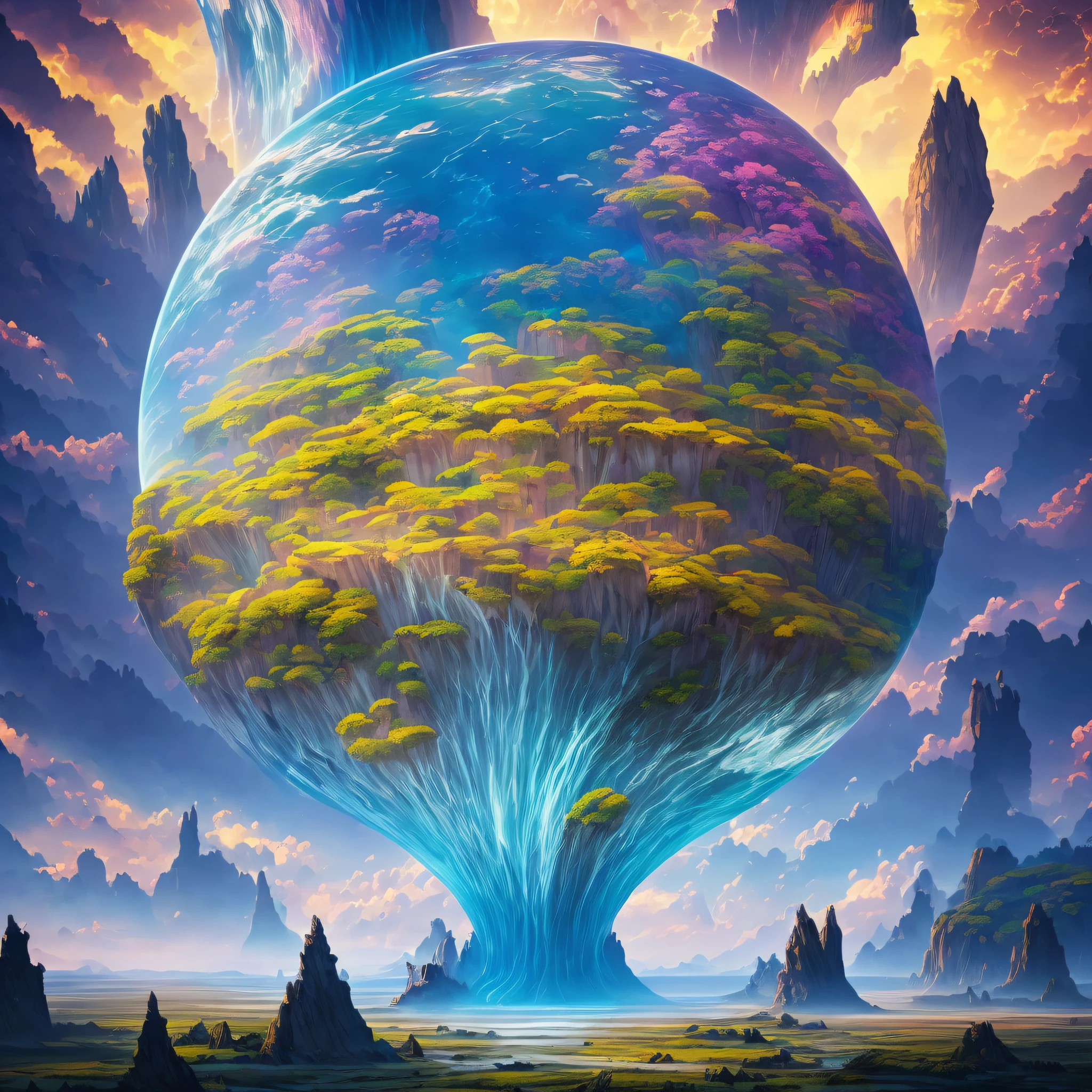 "Dreamscape": A surreal dreamscape where reality and imagination merge, featuring floating islands, shifting landscapes, and surreal creatures that defy logic, Surrealism, color field printing, high detail, UHD, 8k, anatomically correct, cinematic lighting 4d quality --auto --s2