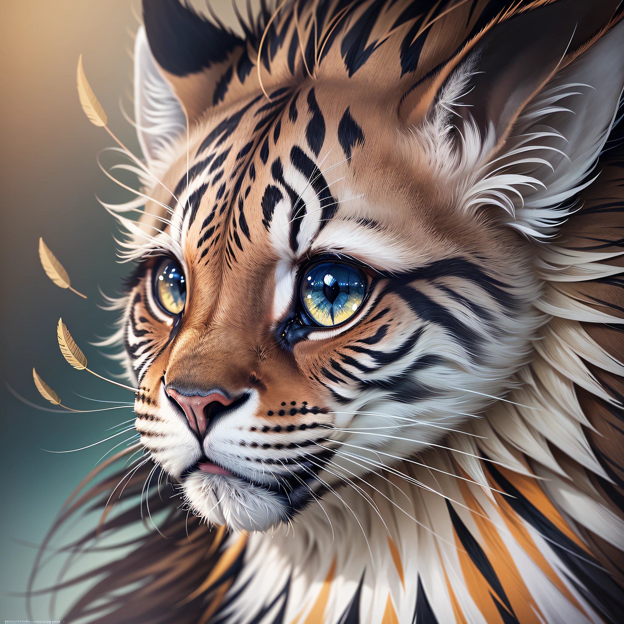 "Wildlife Encounter": A close-up capture of a majestic, wild animal in its natural habitat, capturing every whisker, feather, or scale in stunning detail, Surrealism, color field printing, high detail, UHD, 8k, anatomically correct, cinematic lighting 4d quality --auto --s2