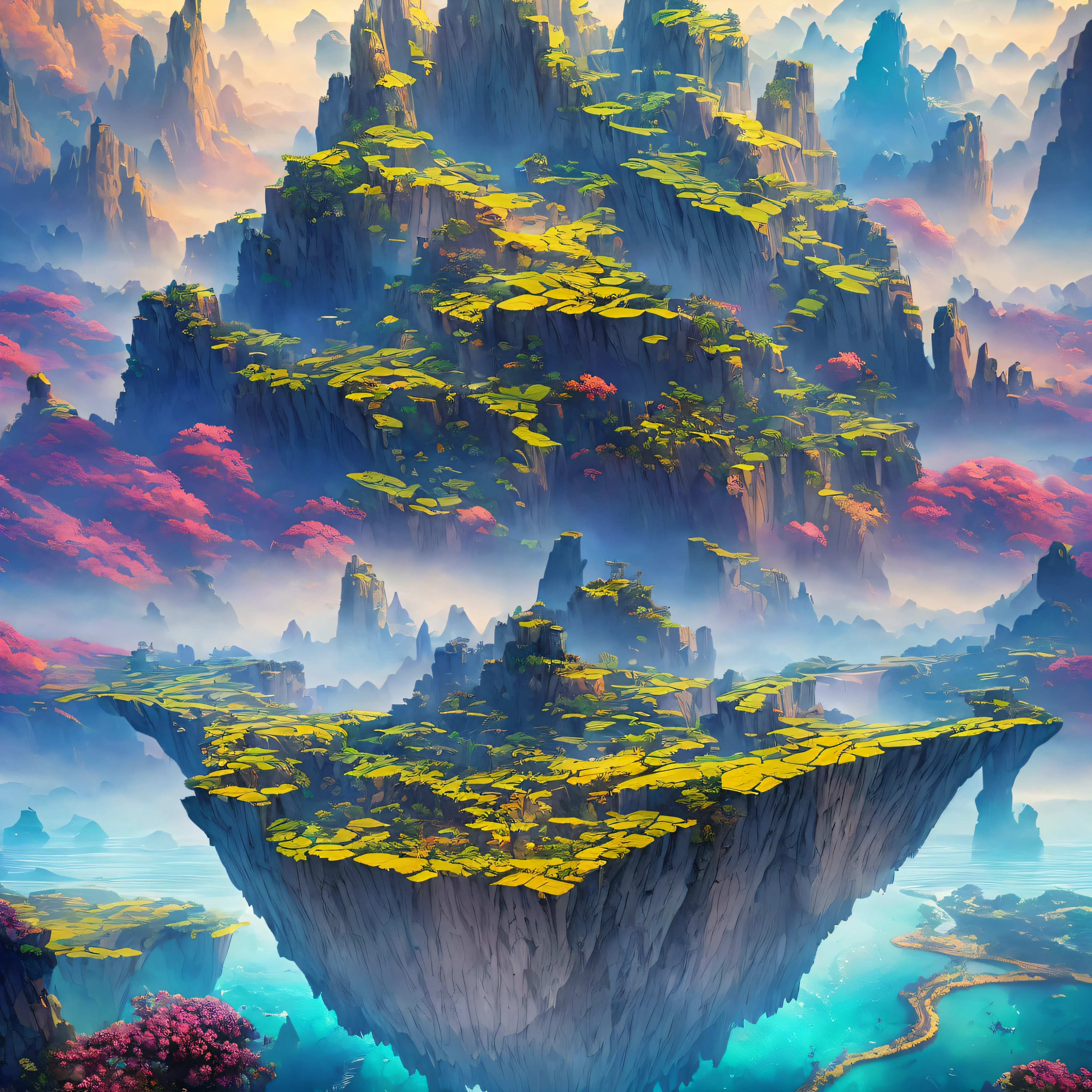 "Dreamscape": A surreal dreamscape where reality and imagination merge, featuring floating islands, shifting landscapes, and surreal creatures that defy logic, Surrealism, color field printing, high detail, UHD, 8k, anatomically correct, cinematic lighting 4d quality --auto --s2