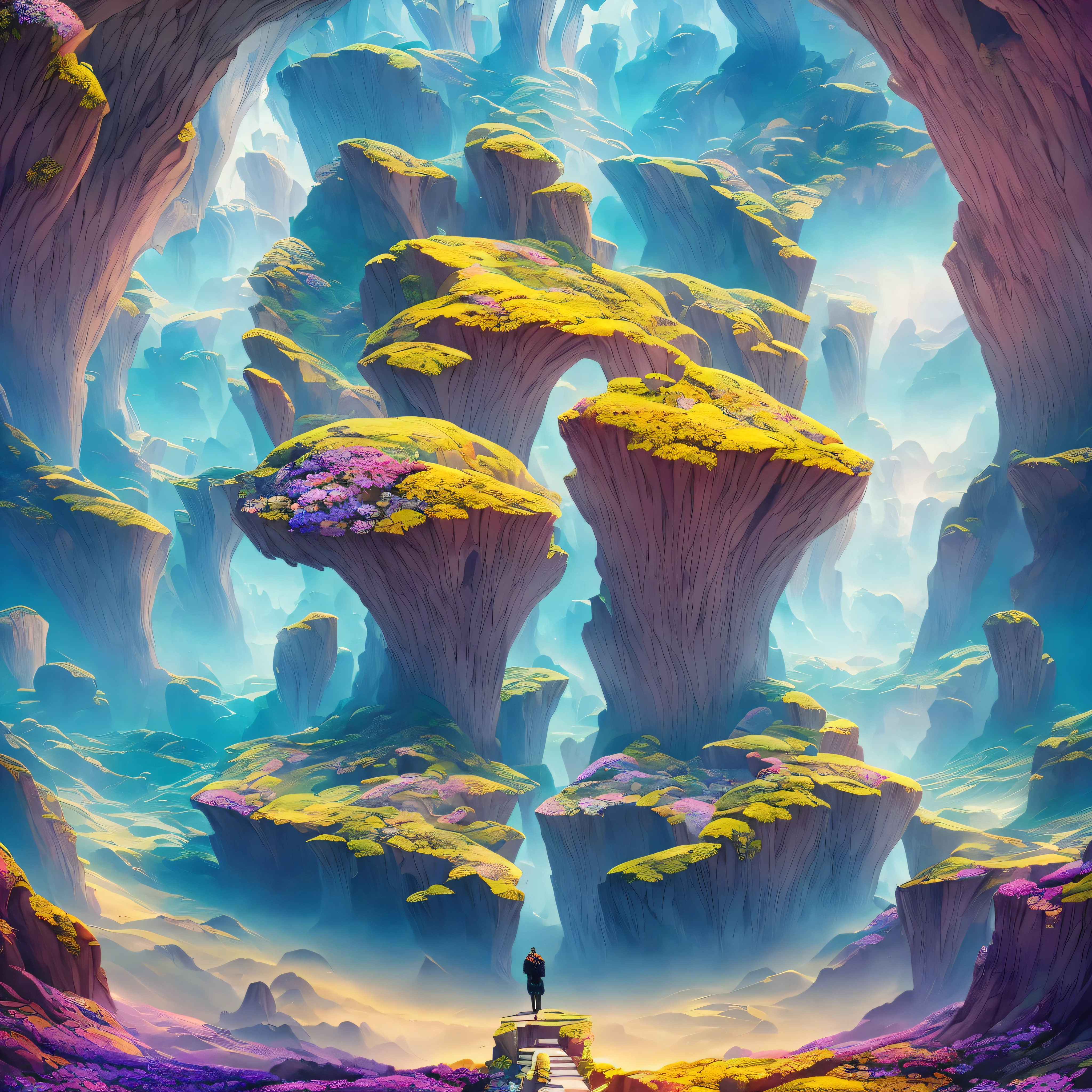 "Dreamscape": A surreal dreamscape where reality and imagination merge, featuring floating islands, shifting landscapes, and surreal creatures that defy logic, Surrealism, color field printing, high detail, UHD, 8k, anatomically correct, cinematic lighting 4d quality --auto --s2