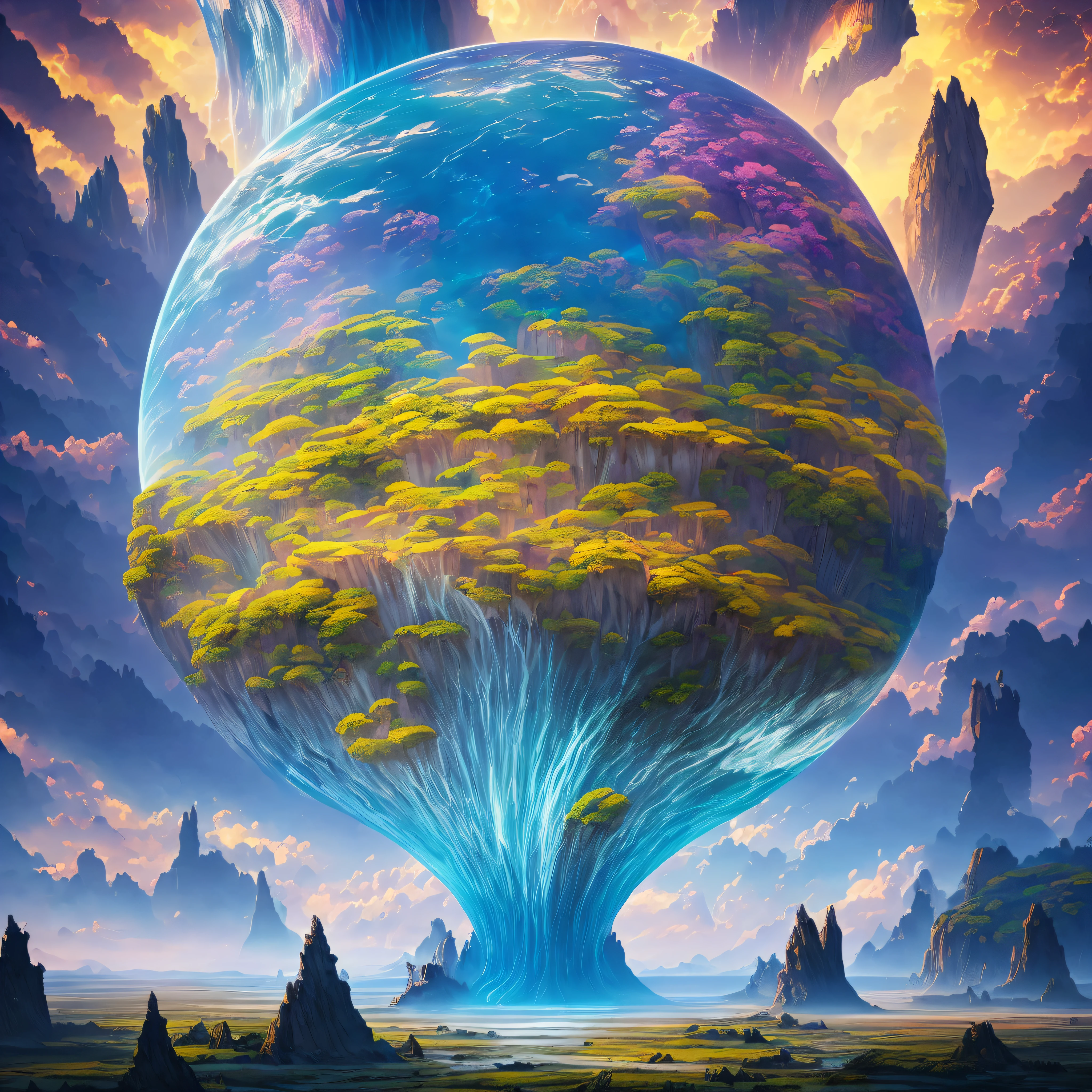 "Dreamscape": A surreal dreamscape where reality and imagination merge, featuring floating islands, shifting landscapes, and surreal creatures that defy logic, Surrealism, color field printing, high detail, UHD, 8k, anatomically correct, cinematic lighting 4d quality --auto --s2