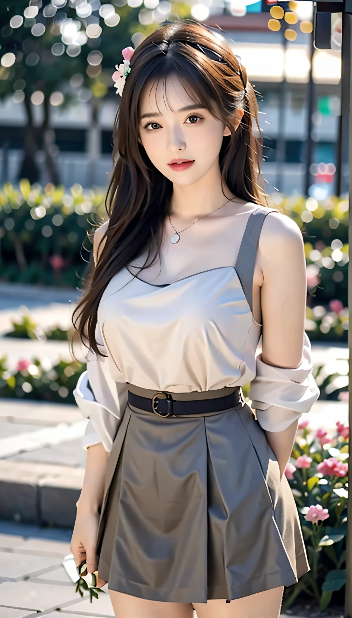 Masterpiece, Best Quality, (Realistic, Photorealistic Photo: 1.37), 8K, An Extremely Delicate and Beautiful, Amazing, Fine Details, Official Art, Ridiculous, Incredibly Ridiculous, Huge File Size, Ultra Detailed, Extremely Detailed, Beautiful Meticulous Girl, 1 Girl, (Perfect Female Figure), Full Body, Short Skirt,
