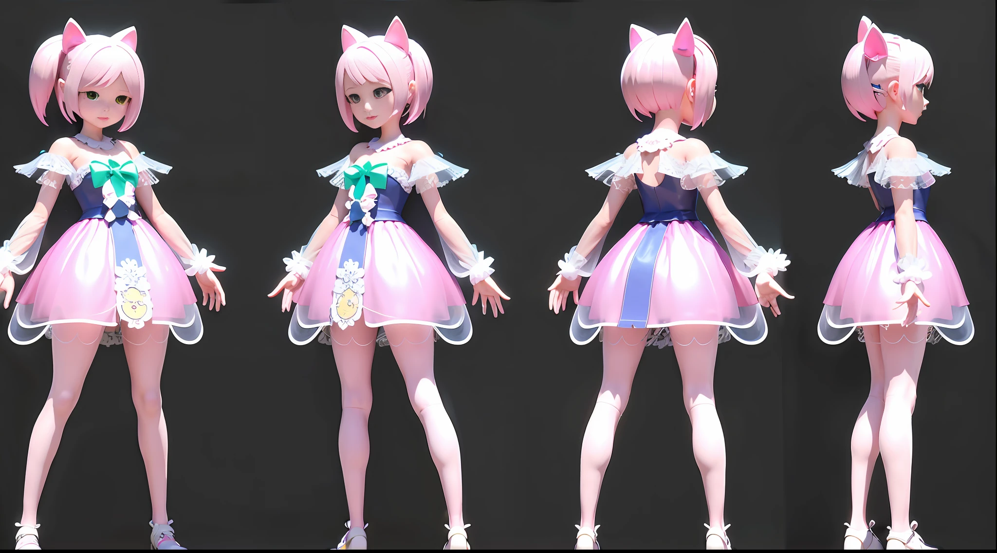 a close up of a person in a dress with a cat ears, render of a cute 3d anime girl, anime styled 3d, 3d anime girl, stylized anime, pink twintail hair and cyan eyes, anime highly detailed, anime vtuber full body model, anime stylized, style of magical girl, 3 d anime realistic