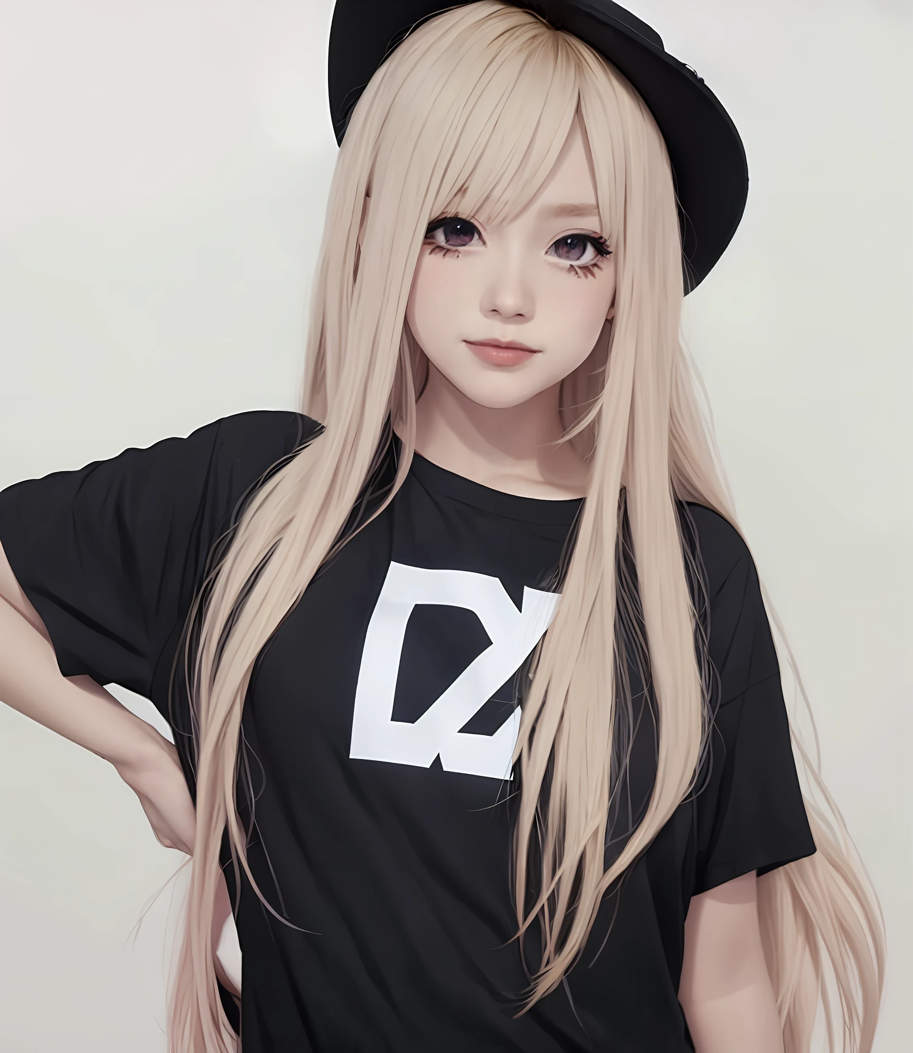 Plain t-shirt, unadorned, beautiful blonde hair