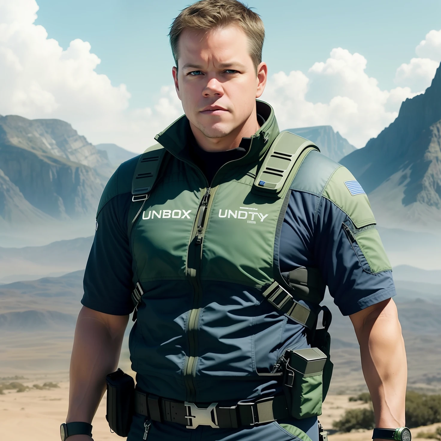 Matt Damon full body, looking at the viewer, original photo, realistic, best quality, masterpiece, illustration, very detailed, CGI, unity, 8k wallpaper, masterpiece, best quality, official art, very detailed CG unified 8k wallpaper, ridiculous, incredibly ridiculous, huge file size, super detailed, high resolution, very detailed,