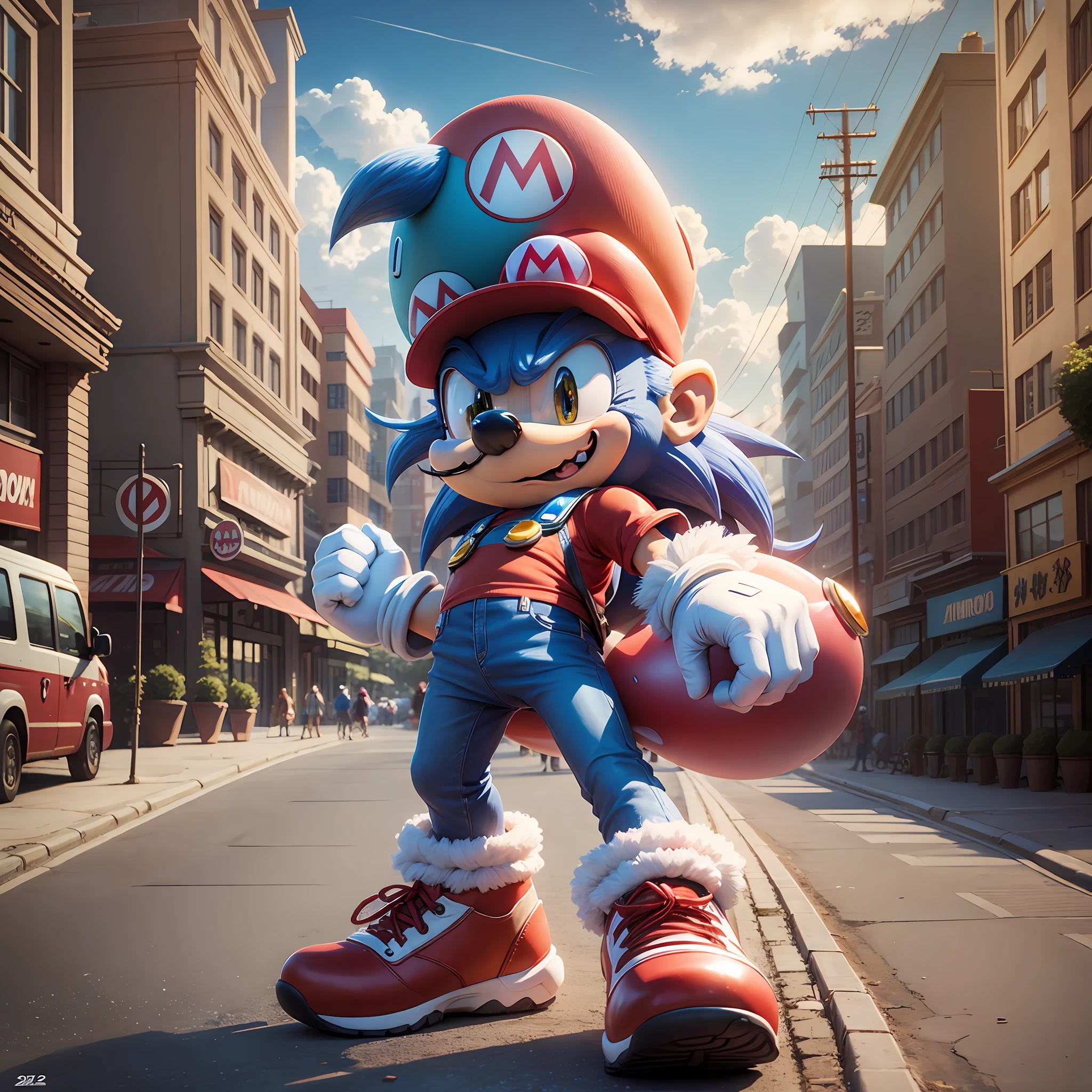 Mario from 2023 movie, Sonic anime style --auto --s2