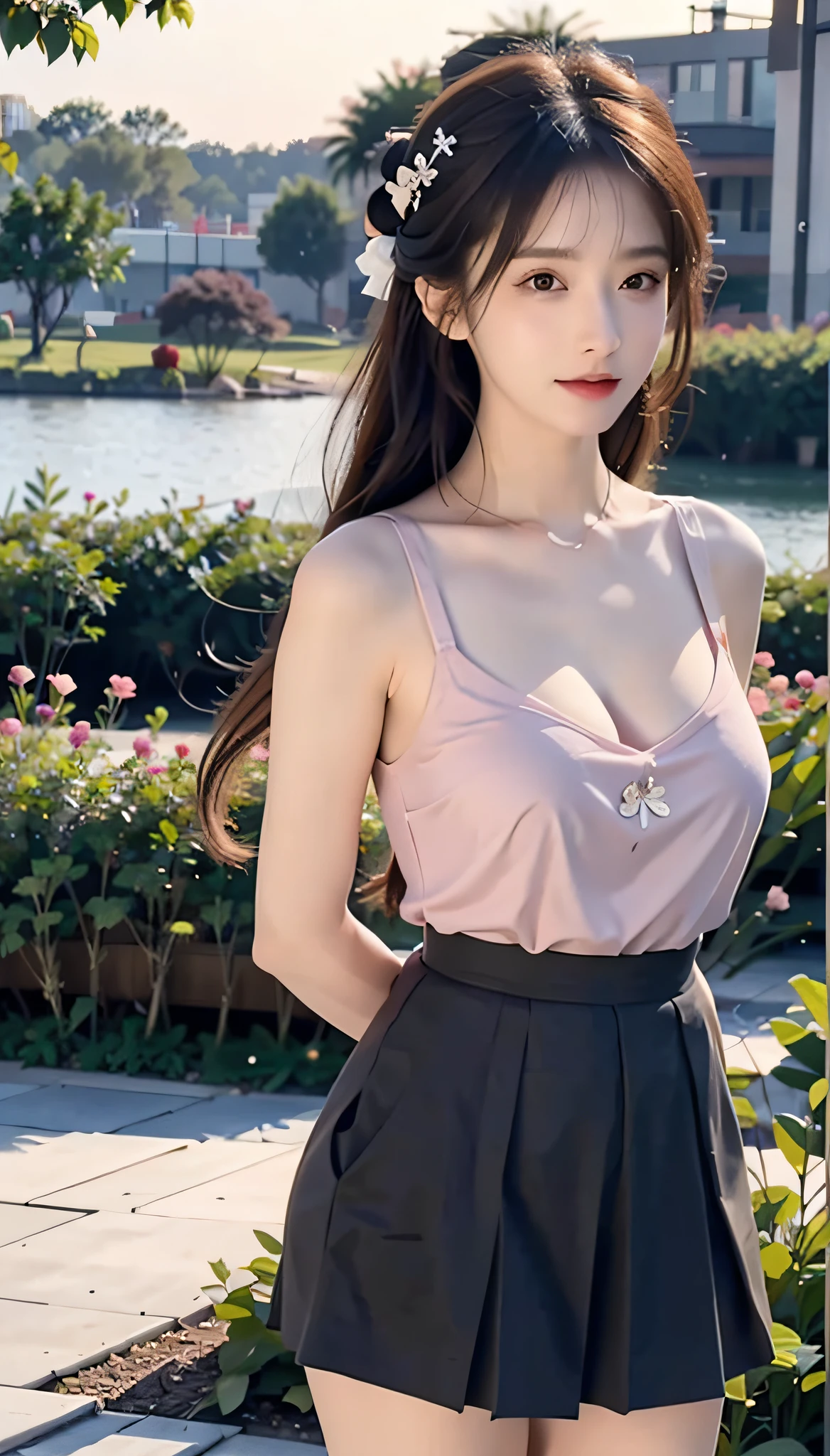 Masterpiece, Best Quality, (Realistic, Photorealistic Photo: 1.37), 8K, An Extremely Delicate and Beautiful, Amazing, Fine Details, Official Art, Ridiculous, Incredibly Ridiculous, Huge File Size, Ultra Detailed, Extremely Detailed, Beautiful Meticulous Girl, 1 Girl, (Perfect Female Figure), Full Body, Short Skirt,