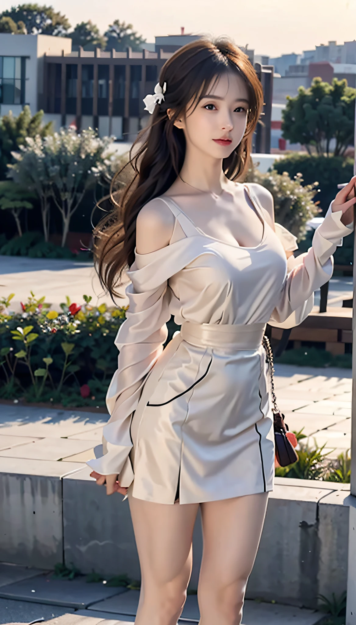 Masterpiece, Best Quality, (Realistic, Photorealistic Photo: 1.37), 8K, An Extremely Delicate and Beautiful, Amazing, Fine Details, Official Art, Ridiculous, Incredibly Ridiculous, Huge File Size, Ultra Detailed, Extremely Detailed, Beautiful Meticulous Girl, 1 Girl, (Perfect Female Figure), Full Body, Short Skirt,