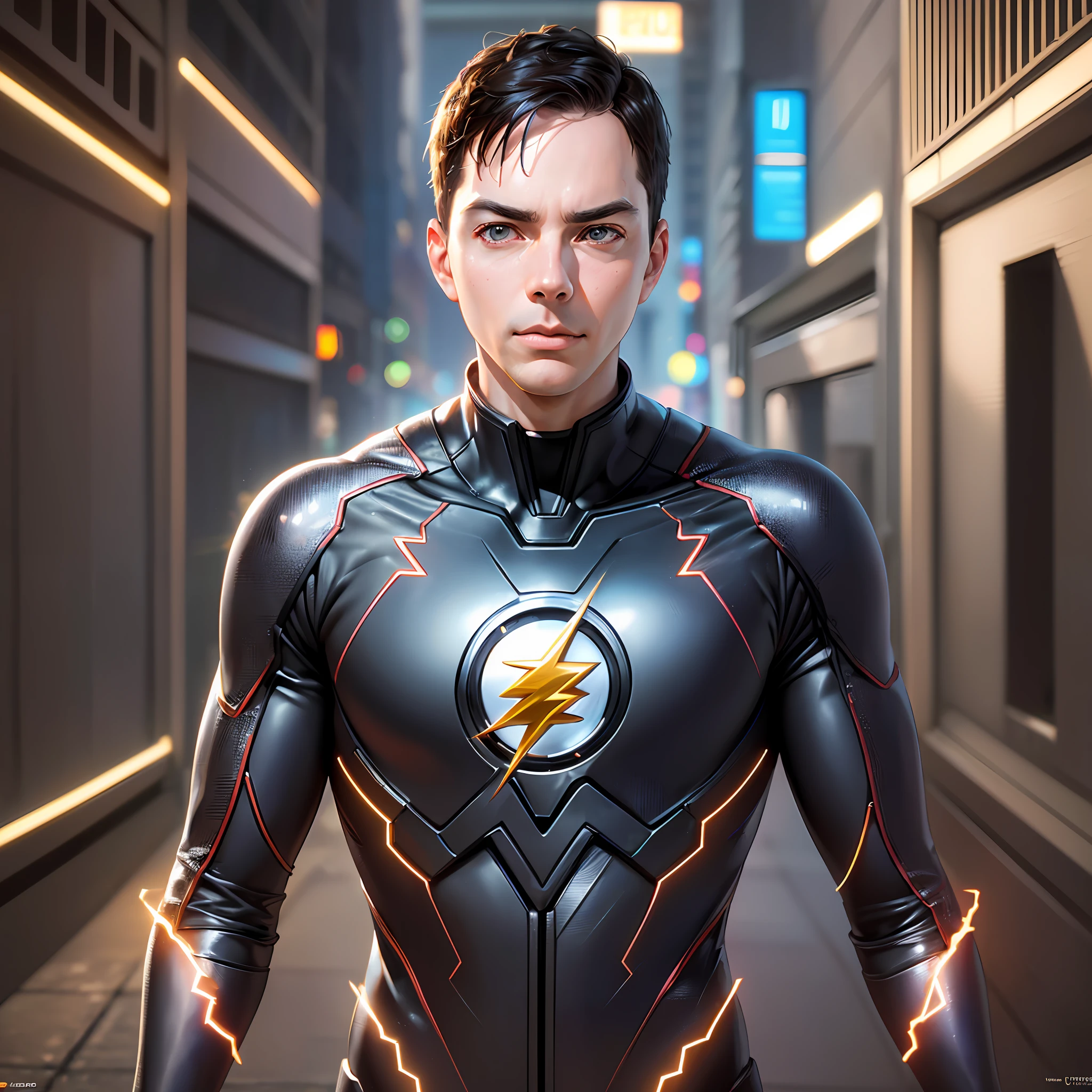 jim parsons, hero, the flash, hero poses, realistic, full detail,  (realistic, photo-realistic:1.37), intricate detail, fine detail, hyperdetailed, ray tracing, (8k, RAW photo, best quality, masterpiece:1.2), (realistic, photo-realistic:1.37) --auto --s2