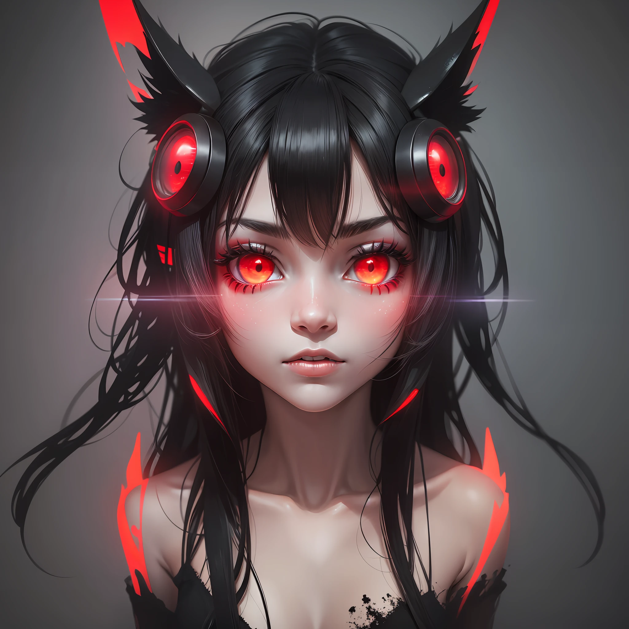 completely black image with two glowing red eyes --auto --s2