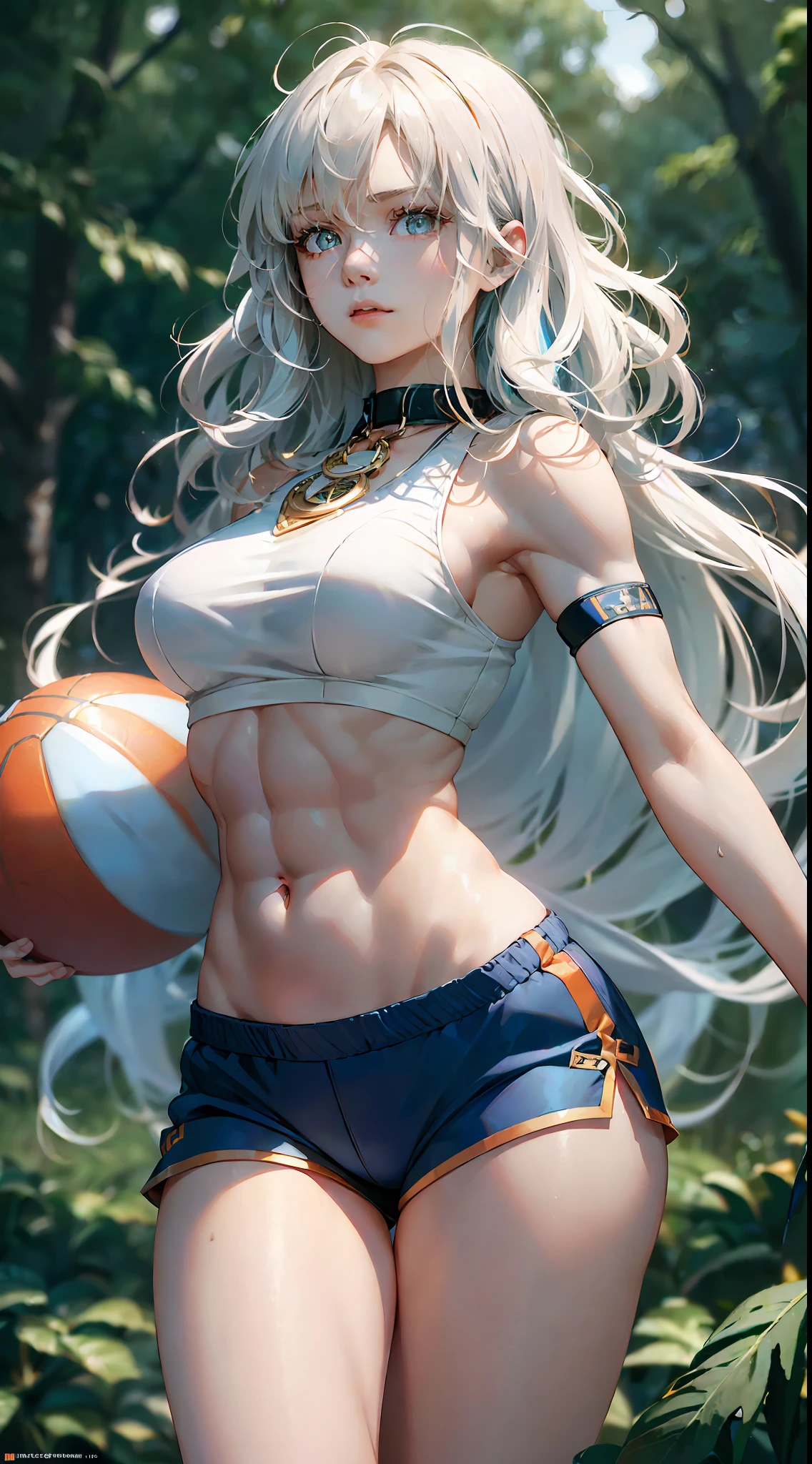 dynamic pose, (white hair with highlights:1.2),(8k, best quality, masterpiece:1.2), (realistic, photo-realistic:1.37), ultra-detailed,best quality, ultra high res, professional lighting, photon mapping, radiosity, physically-based rendering, cinematic lighting, basketball court,depth of field, sharp focus,sunbeam, good composition,(bokeh:1.2) 1girl,solo,(full body), (closed mouth),beautiful detailed eyes, pose, narrow waist,basketball uniform, black hair,messy hair,long hair floating in wind,(ulzzang-6500:1.2) mix4, hiqcgbody,((ultra-detailed)),(best illumination, best shadow, an extremely delicate and beautiful),(extremely detailed CG unity 8k wallpaper,masterpiece, best quality, ultra-detailed),(best illumination, best shadow, an extremely delicate and beautiful),floating, [(dynamic angle,((1girl)):1.2,(blue:1.3+orange) scales:1.2+fire:1.3),(long blue hair:1.2+llong orange hair:1.3),red eyes,dynamic pose,(pretty girl),scaly white armor,sharp claws,snarling,aggressive look):0.75], ((medium chest, tomboy, small head)), (cut abs: 1.1), (perfect body: 1.1), (short wavy hair: 1.2), auburn hair, collar, chain, full body, workout , sweat,((shorts)), (extremely detailed CG 8k wallpaper), (extremely delicate and beautiful), (masterpiece), (best quality: 1.0), (ultra high resolution: 1.0), beautiful lighting, perfect lightning, realistic shadows, [high resolution], detailed skin, super detailed (((colorful)))