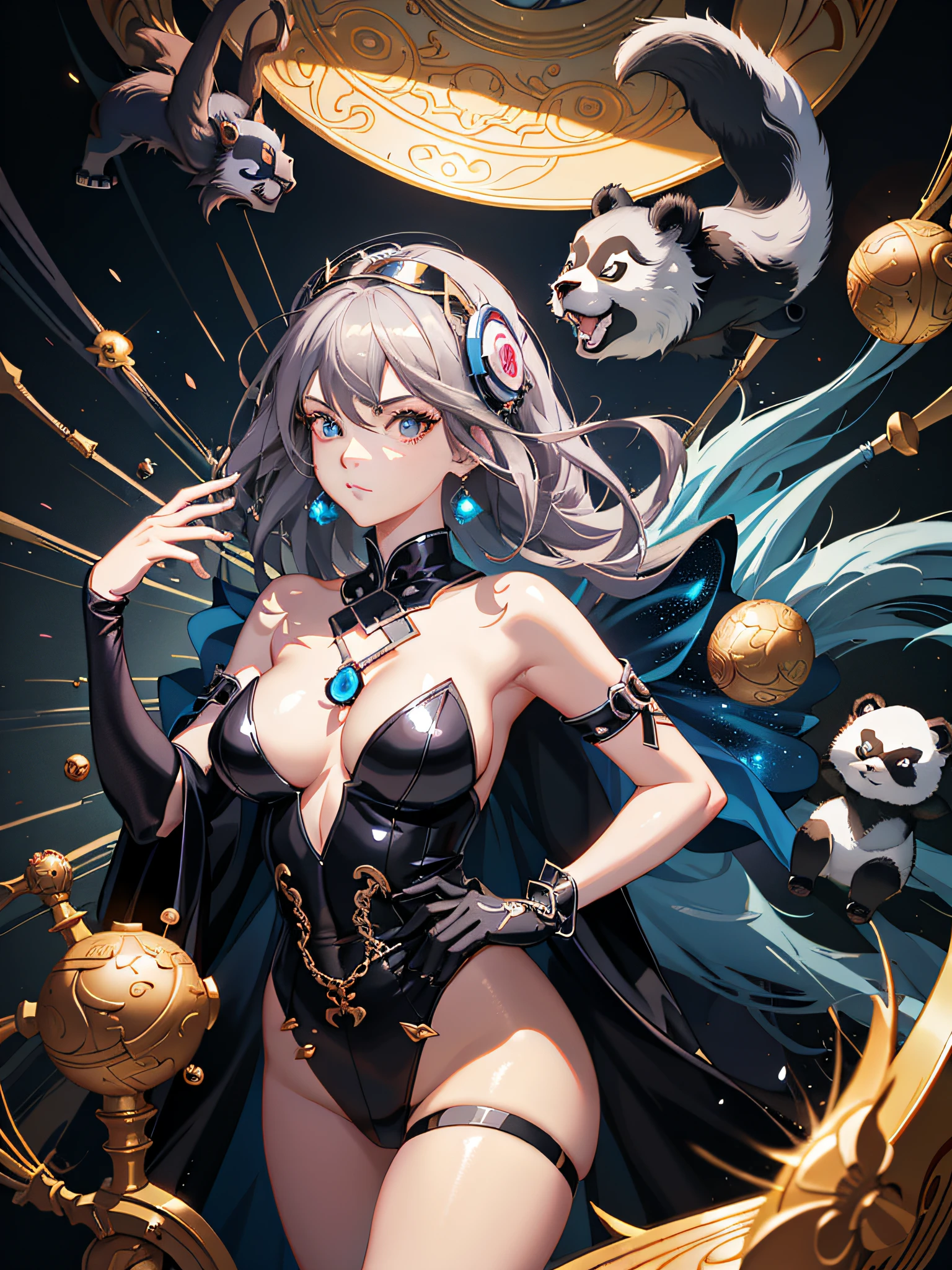 anime - style image of a woman in a black outfit surrounded by pandas, 2. 5 d cgi anime fantasy artwork, by Yang J, ross tran 8 k, anime fantasy illustration, fanart best artstation, art of wlop, fantasy art style, wlop and artgerm, ross tran and wlop, anime fantasy artwork, wlop and ross tran
