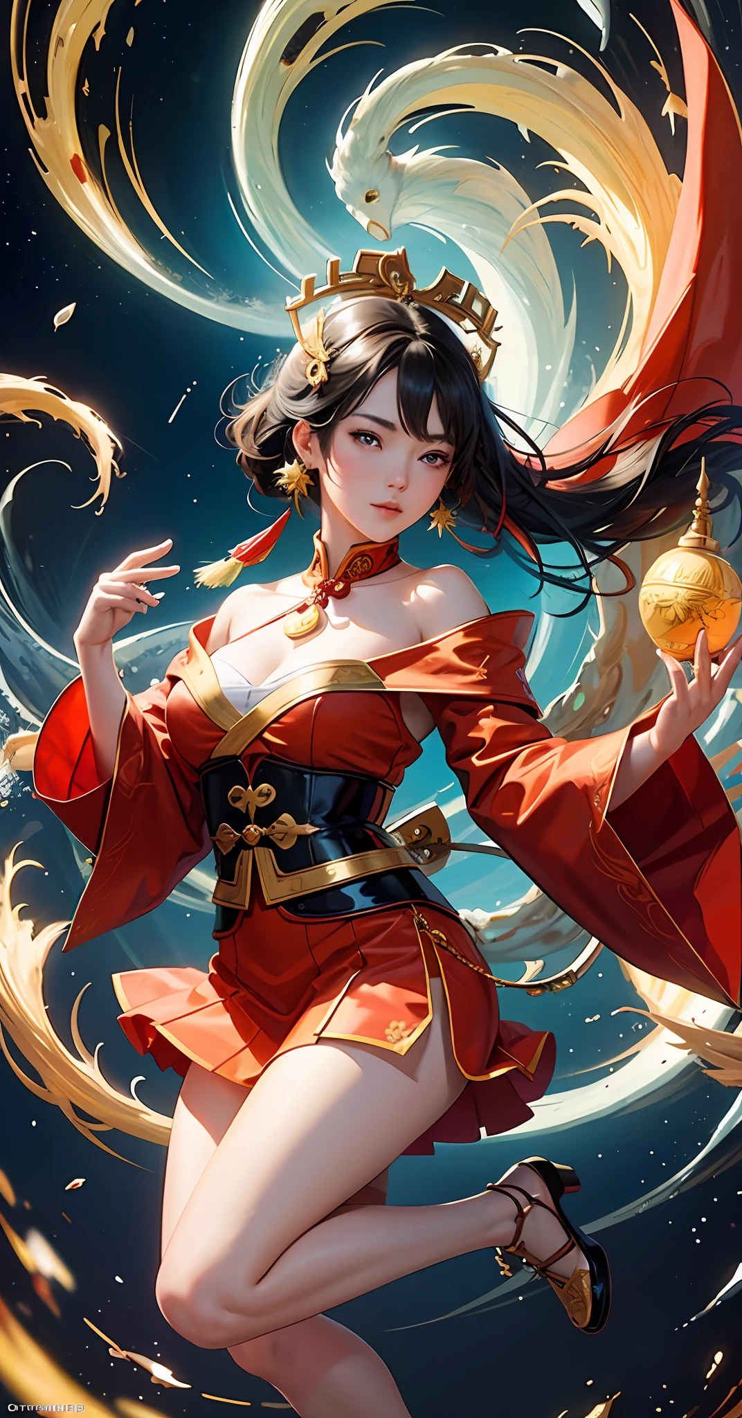 anime girl in a red dress with a golden ball in her hand, extremely detailed artgerm, artgerm and atey ghailan, ig model | artgerm, by Yang J, artgerm and ruan jia, style of artgerm, artgerm. anime illustration, artgerm and rossdraws, ! dream artgerm