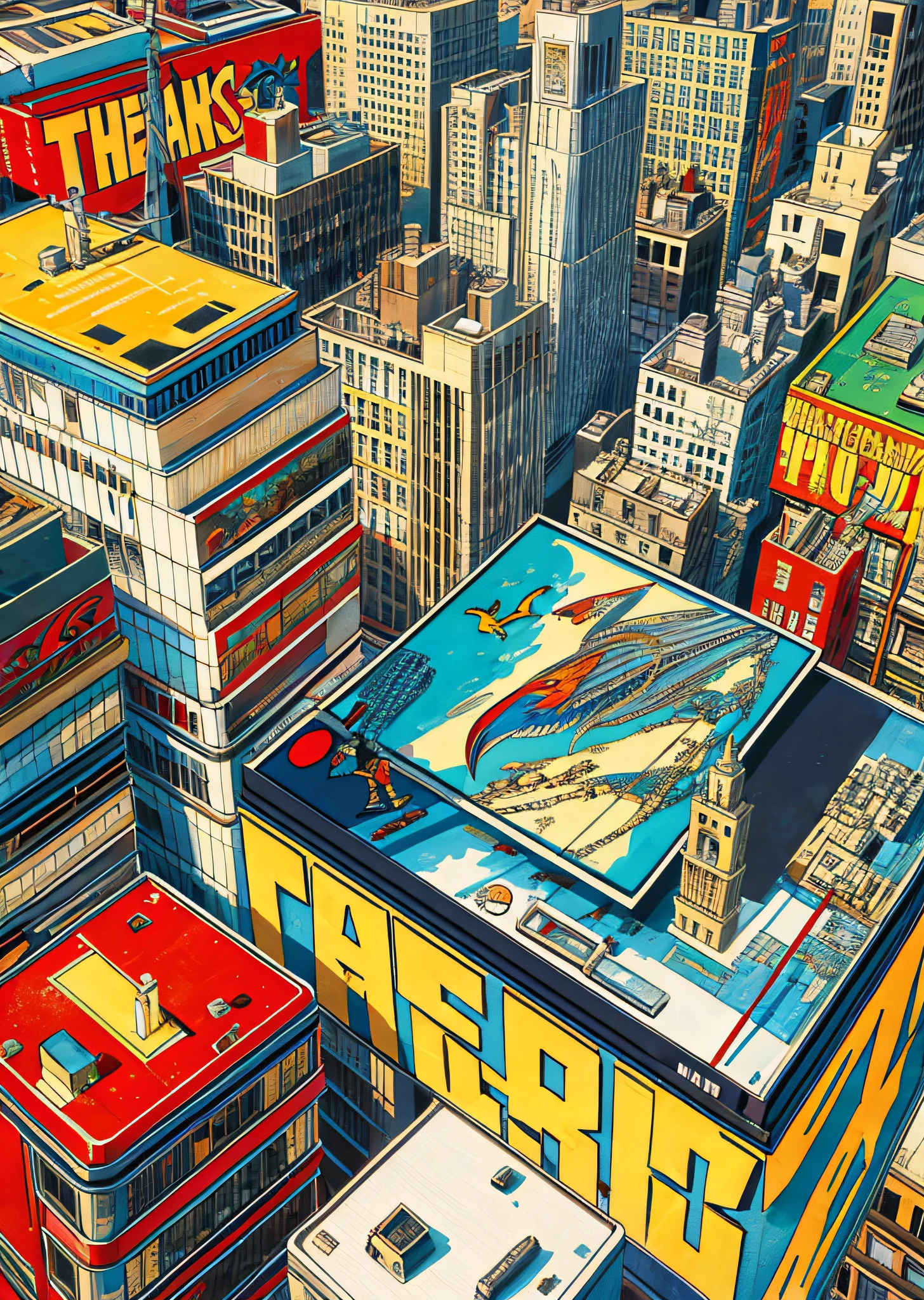 maximalist chaotic San Francisco, birds eye view, illustrated by Hergé, style of tin tin comics, pen and ink With superhero’s flying throughout the city