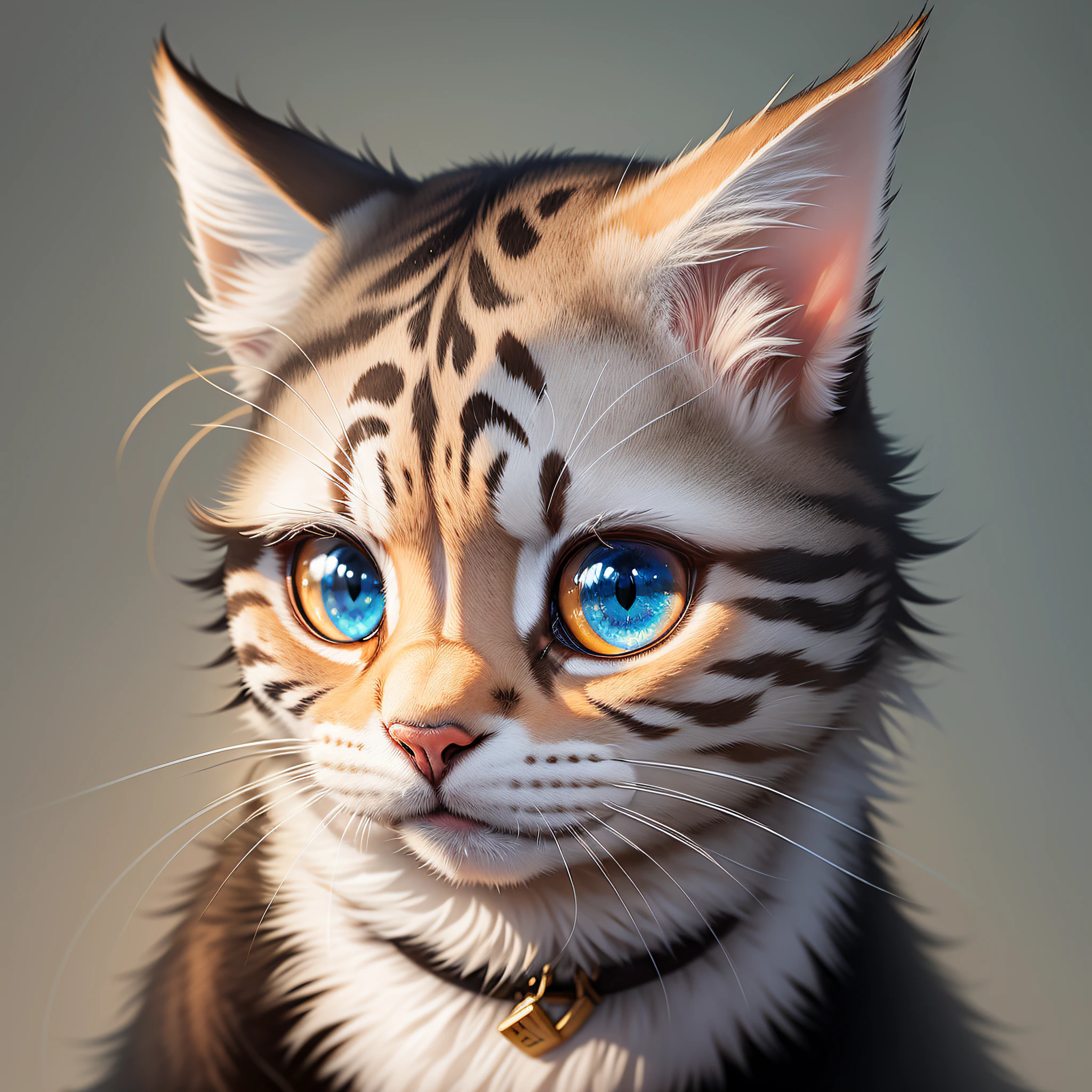"realistic, minimalist portrayal of a cat-shaped artificial intelligence." 可以优化为:
"Realistic and minimalist painting of a cat-shaped AI, highlighting facial expression, furry skin and stunted eyes."