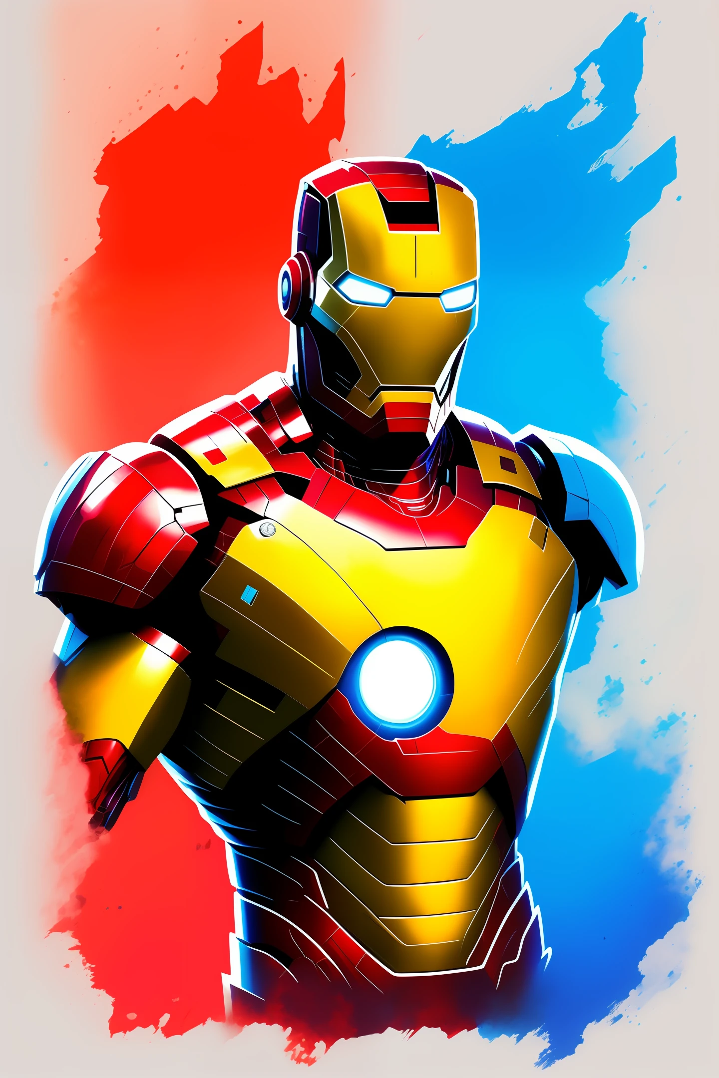Marvel Iron Man, Colorful, Vintage Style, (T-shirt Design), Realistic Masterpiece Volumetric Light