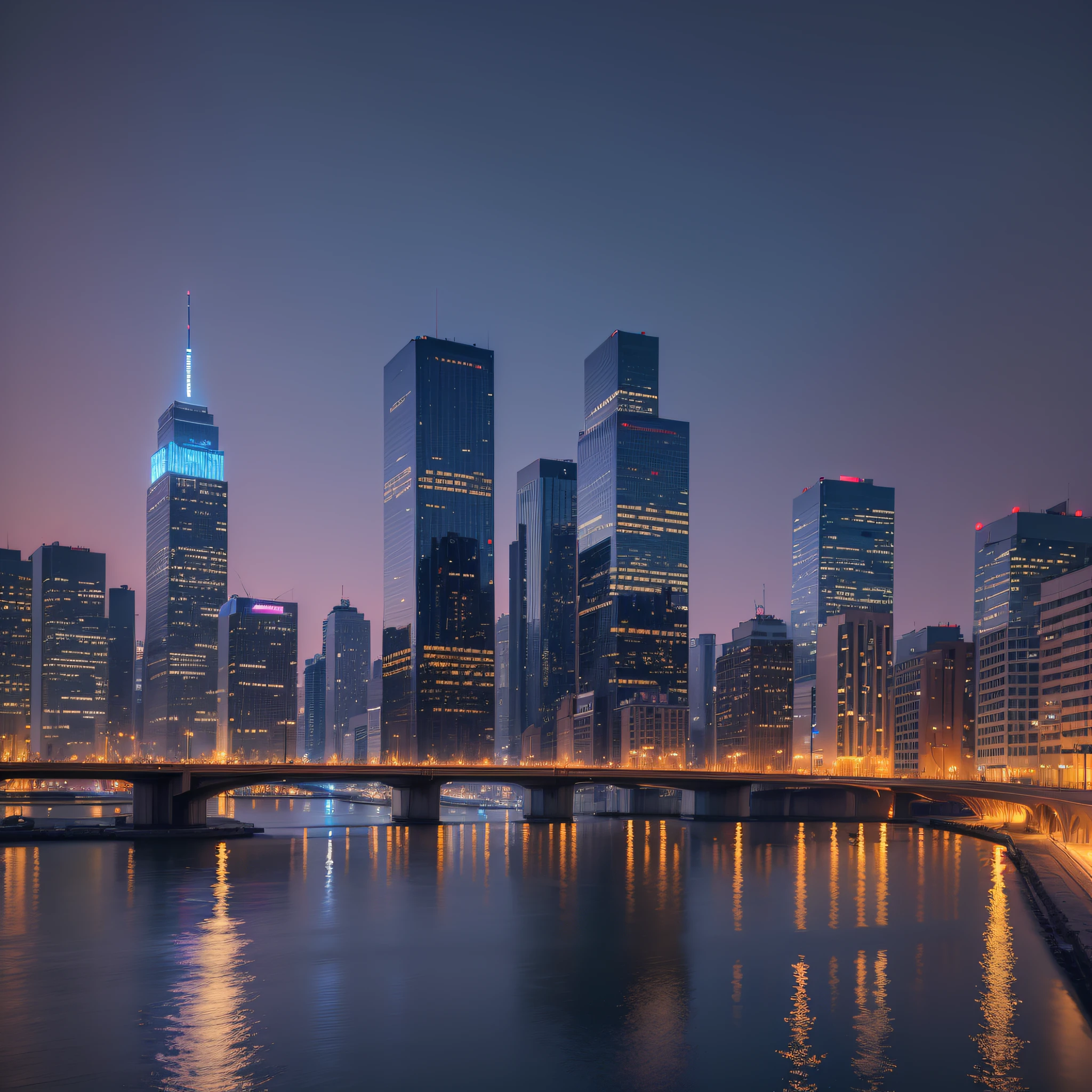 ((Best Quality)), ((Masterpiece)), (Details: 3.2), City, Night, Reflection, Blue, Photography, 8K --auto --s2