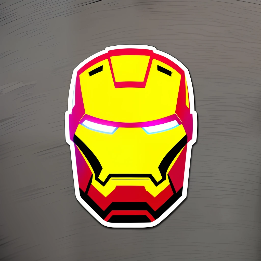 Sticker, logo, marvel iron man, colorful, vintage style, (t-shirt design), volumetric light