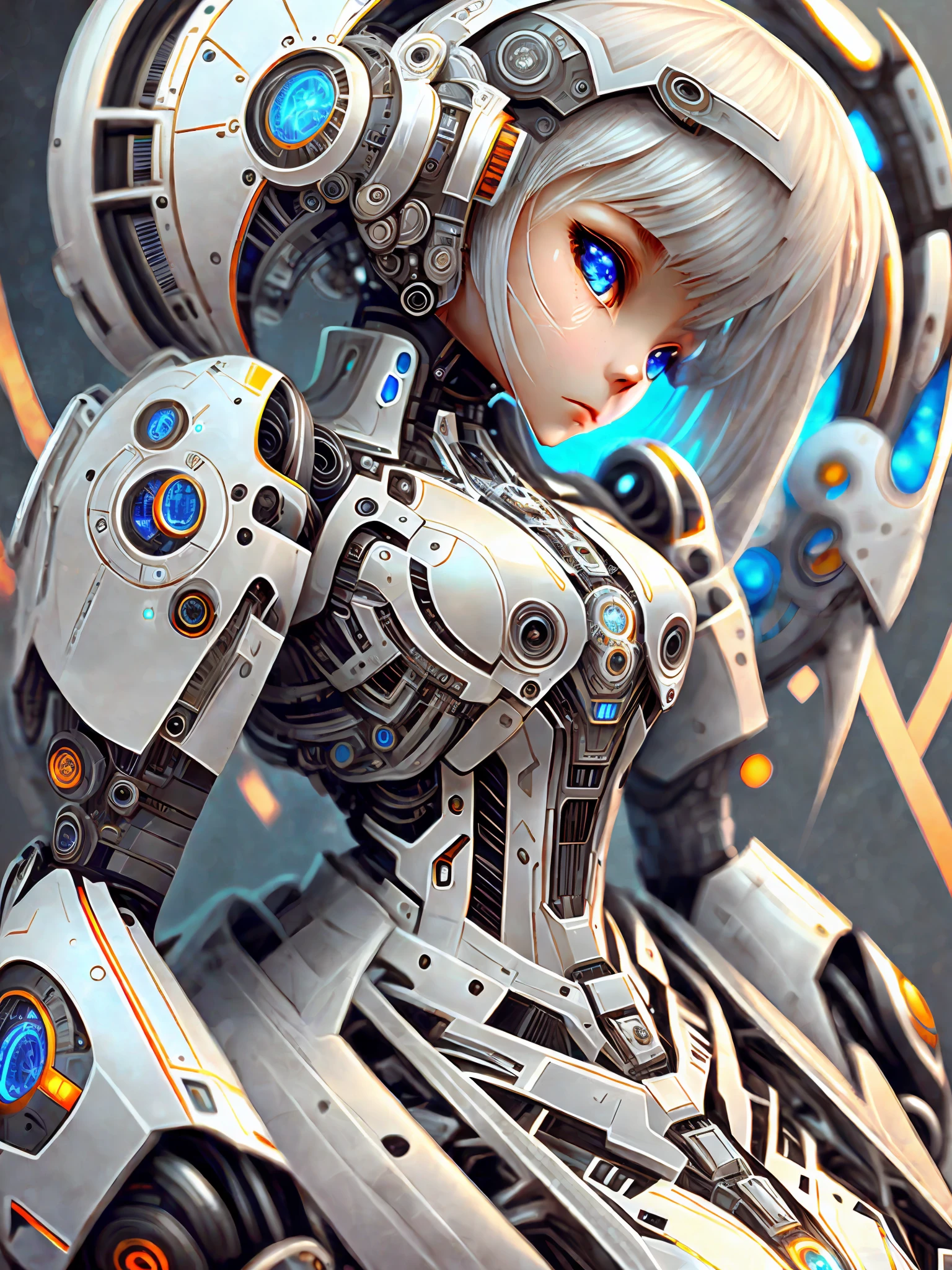 close up of women in futuristic costume, beautiful intricate absurd robot character design, beautiful attractive cyborg lolita, white biomechanical parts,chrome biomechanical parts, beautiful cyborg lolita, android lolita portrait, super detailed female android, intricate absurd transhuman, neo-futuristic high detailed , biomechanical and complex, beautiful lolita cyborg, futuristic robot angel, beautiful cyborg angel girl --auto --s2