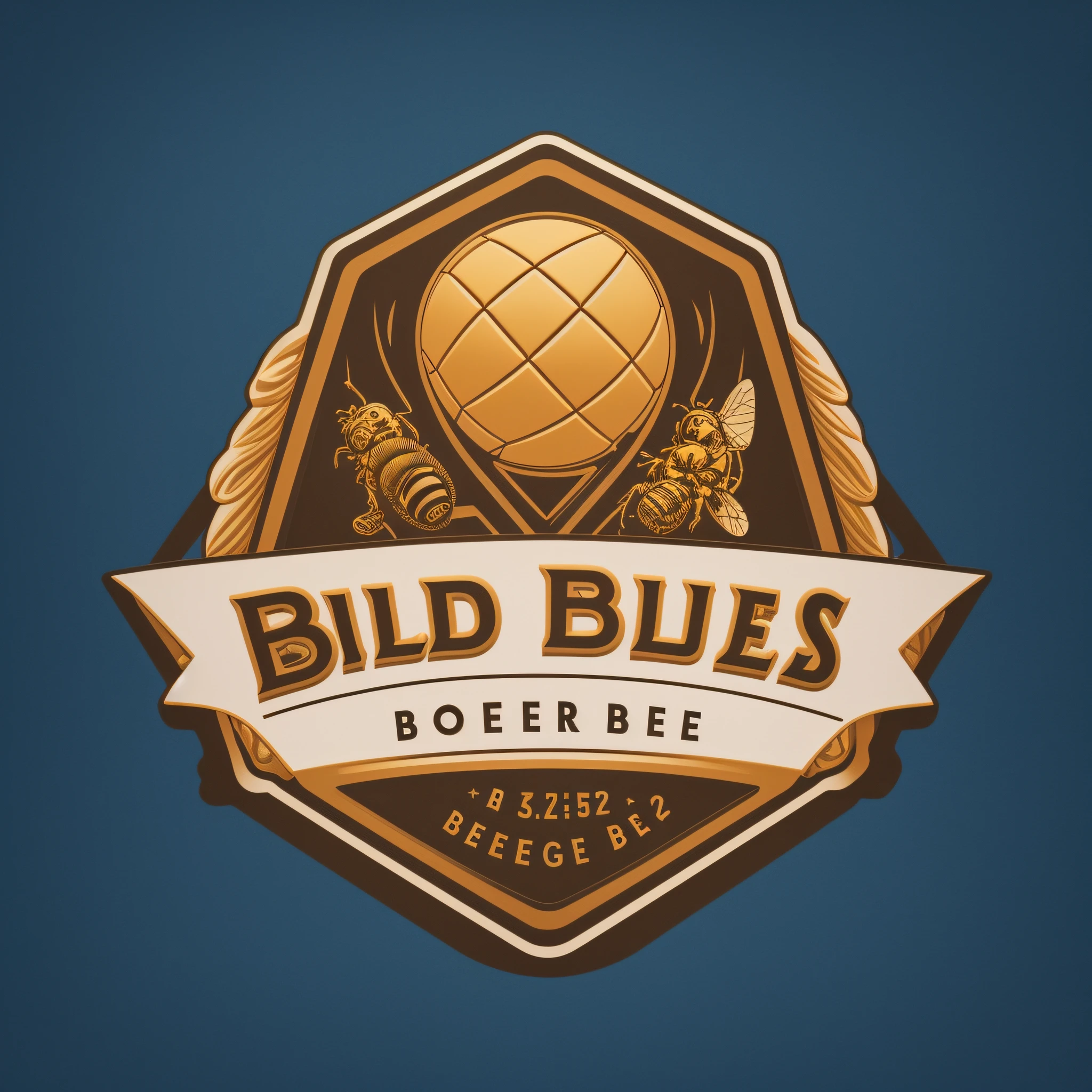 a close up of a logo for a beer company, beer logo, inspired by André Charles Biéler, by Eric de Kolb, 3 d logo, logo concept design, buds, 2d solid shape logo, “hockey team logo, inspired by Beeple, logo design, bees, inspired by Ernest Biéler, beeple style, professional logo design --auto --s2