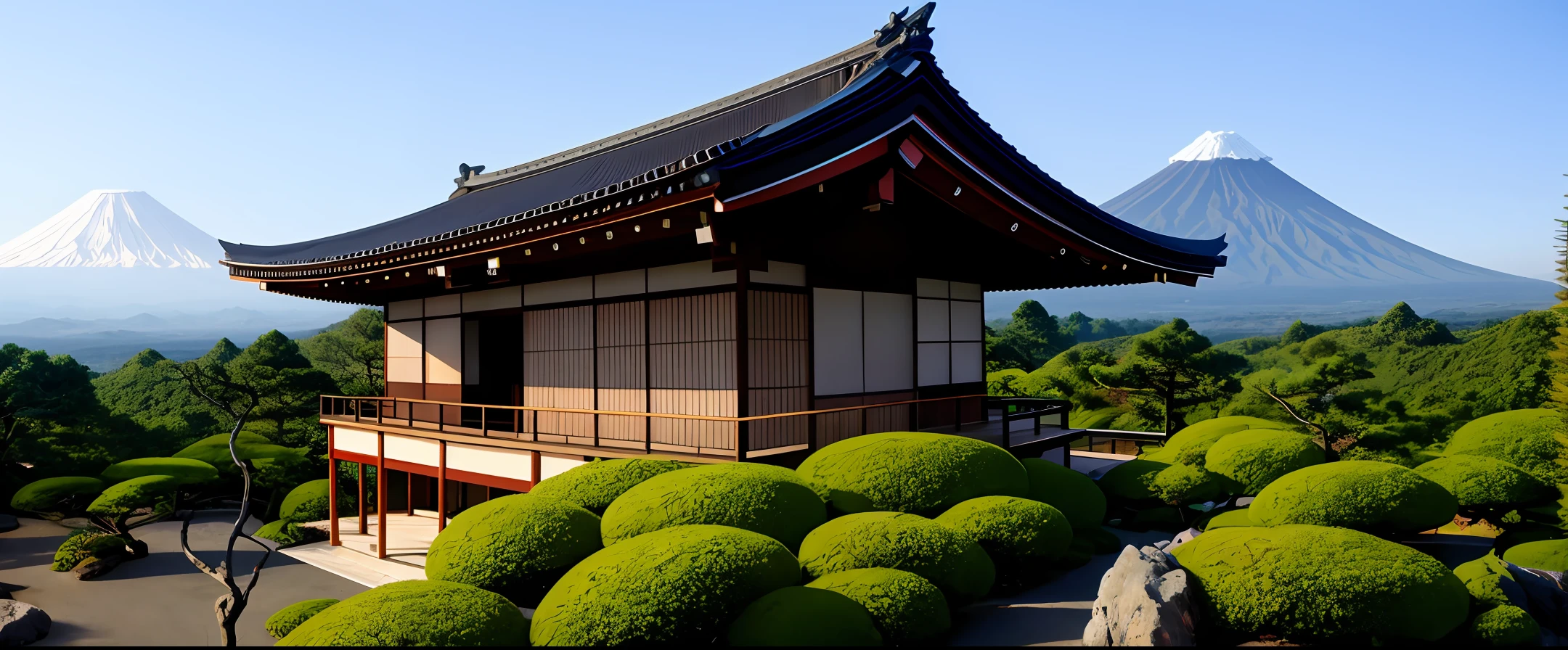 Japanese house, mountaintop, Volcanic mountain