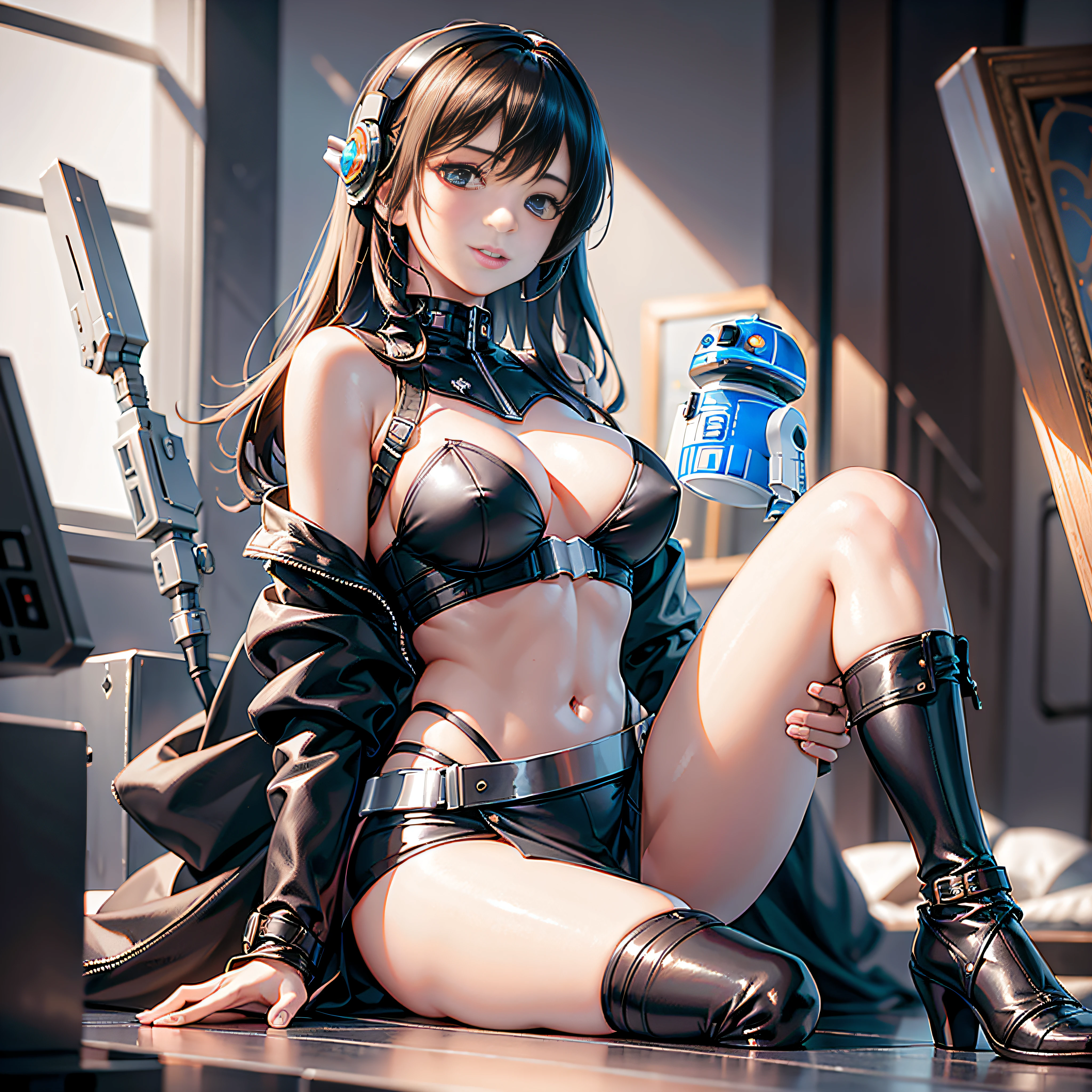 SunWar "Star Wars Xwing R2D2" conceptual Future "Heavy Metal" Devastating Mandalorian pure female aesthetics lower key:1.3 close:1.3 fire-follets Will-o'-the-wisp "luis Royo" dazzling women walking slow motion playing Cosplay "Princess":1.4 "Leia":1.4 "Nathalie Portman":1.4 Pilots jacket cowboy 38years sunLight luminescence ultra pro-photorealistic optimal detail qualities precise details:1.3 SLR max resolution perfection graded improved Octane rendered UHD XT3 16K DSLR HDR UnrealEngine5 analog real shadows:1.3 3dcg saturated body:1.4 faces:1.4 cheekbone effects embarrassed glow beautiful:1.4 eyes:1.4 opals iris lazulis turquoise pupils eyeliner open mouth teeth obvious smiles dark hairstyles short bangs:1.3 ecstatic:1.0.1 floating jackets fixed symmetrical body athletes oiling eccentric cape levitating shoulder-off white shirt lace clavicles papillotes navy thick leathers varied breasts pointed:1.4 satin supports Felt Bikini Skirt:1.4 Matching Loose Swinging Spinels Navel:1.3 Depths:1.3 Revealing Pubic Pubis Pubis-Hairy Obvious Covered:1.3 Underwear Waist Chastity-Belt Padlock Gold ornate silver agate tied garters thick thighs legs high volumetric Gothic stainless steel boots ornate onyx ruby invokes delicate incandescents Unity Toys Crystalline DoF X-Wing (EOS R6 135mm 1/1250s f/2.8 ISO400) R2D2 Mechanized adaptable ion Canon DoF mannequins "wide Sabre"  dramatic fully clothed mounts armor heavy chrome metallic covered flat bands fathoms richly decorated coppers:1.2 fullbodye "Darth Vader" background:1.3 sharpness equirectangular 360 headphones+antenna decorated rune Pearl embroidered plasma glyphs lava Tourmaline DoF engravings [(masterpiece 1,3) (Willi Baumeister:1.1) (John T. Biggers:1,2)::17 Alessandro Casagrande, Greg Rutkowski, Sally Mann Guweiz and James Jean tattoo CGSCOSITY (by Michelangelo)] Bruce Weber girls raw varied etc.