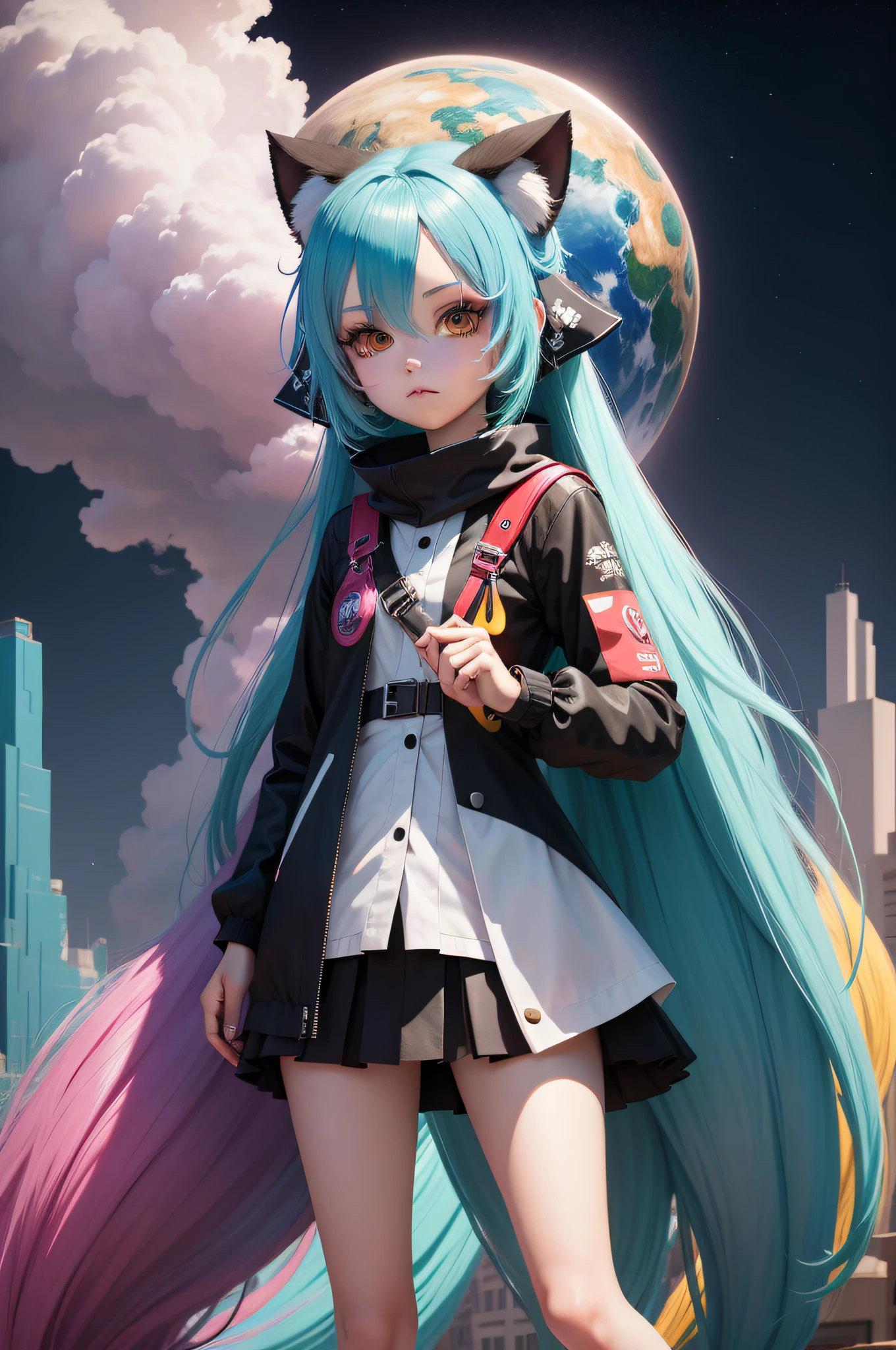 colored inner hair, anime style, Surrealism, panorama, UHD, highres