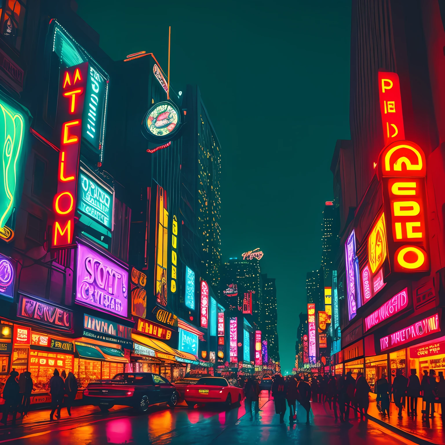 city at night, street, cars, stores, neon,ultra, 4k