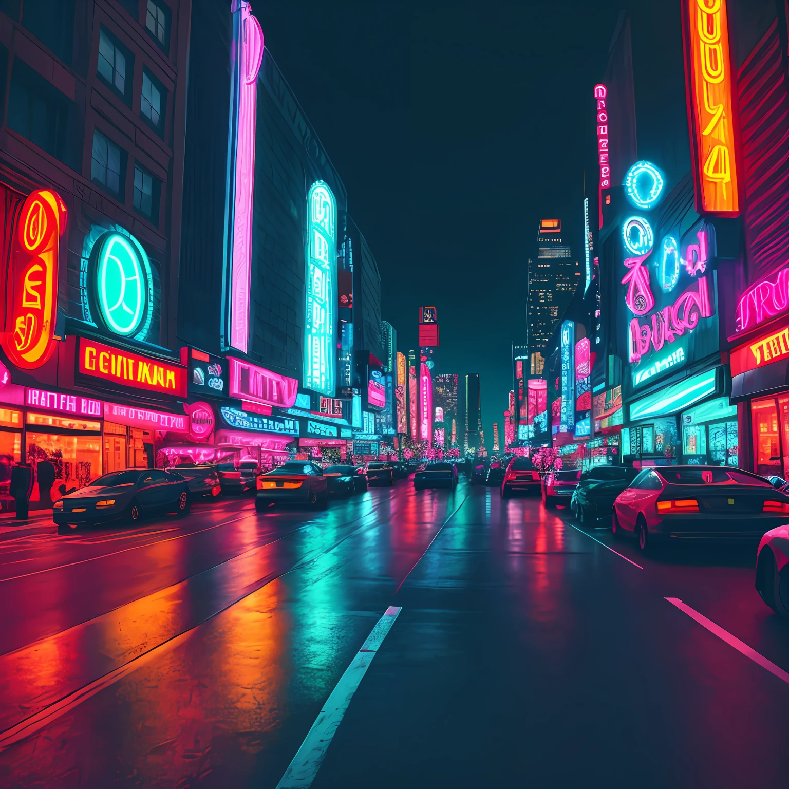 city at night, street, cars, stores, neon,ultra, 4k